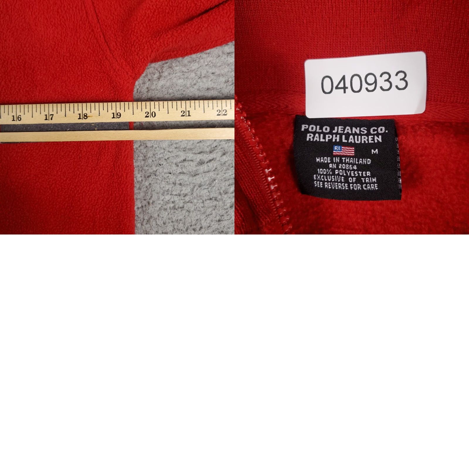 Polo Ralph Lauren Polo Ralph Lauren Sweater Mens Medium Red Fleece 1/4 Zip Up Pullover Sweatshirt Size US M / EU 48-50 / 2 - 8 Thumbnail