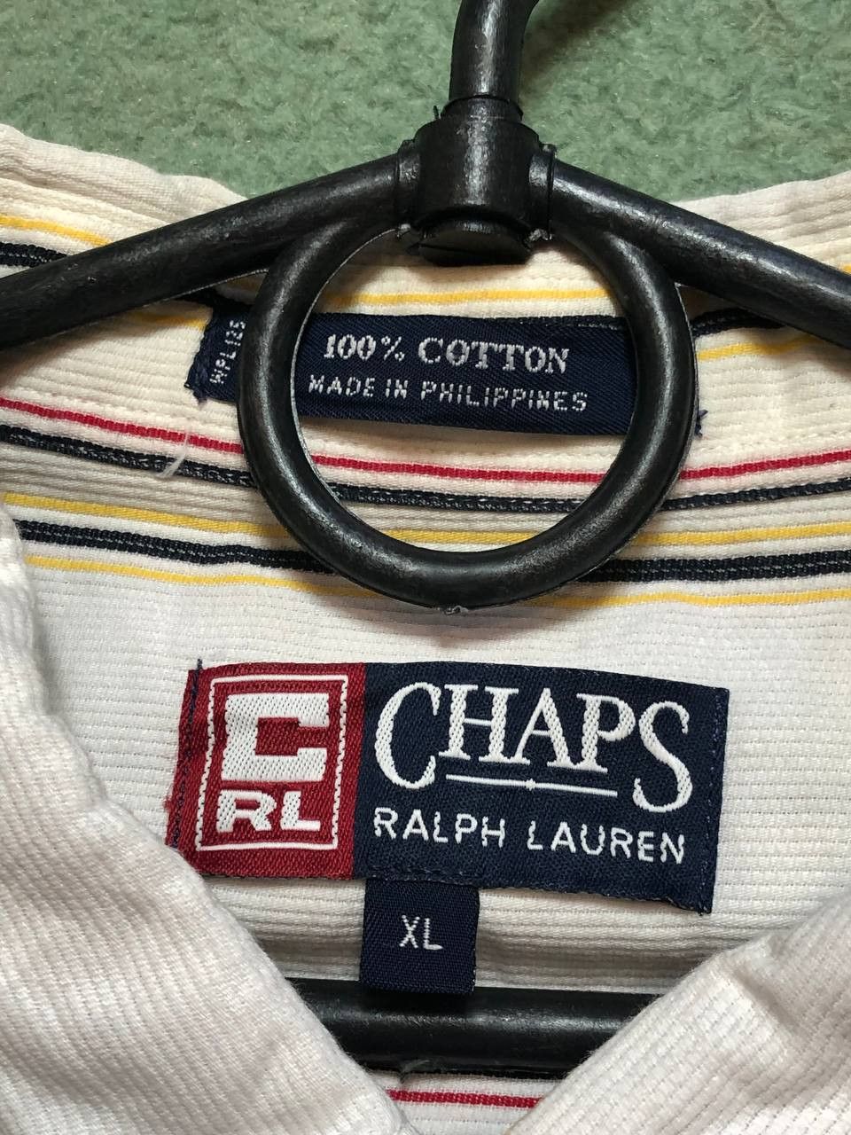 Chaps Ralph Lauren Y2K white print striped shirt Chaps Ralph Lauren Vintage Size US XL / EU 56 / 4 - 2 Thumbnail
