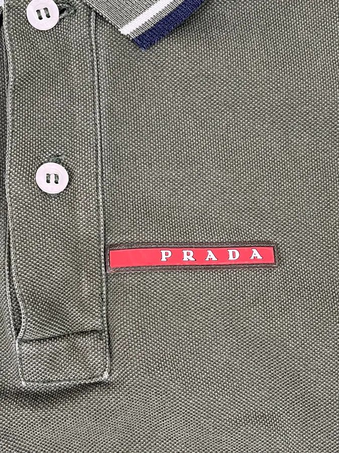 Prada 2000s Prada Linea Rossa Olive Green Polo Shirt Size US S / EU 44-46 / 1 - 8 Thumbnail