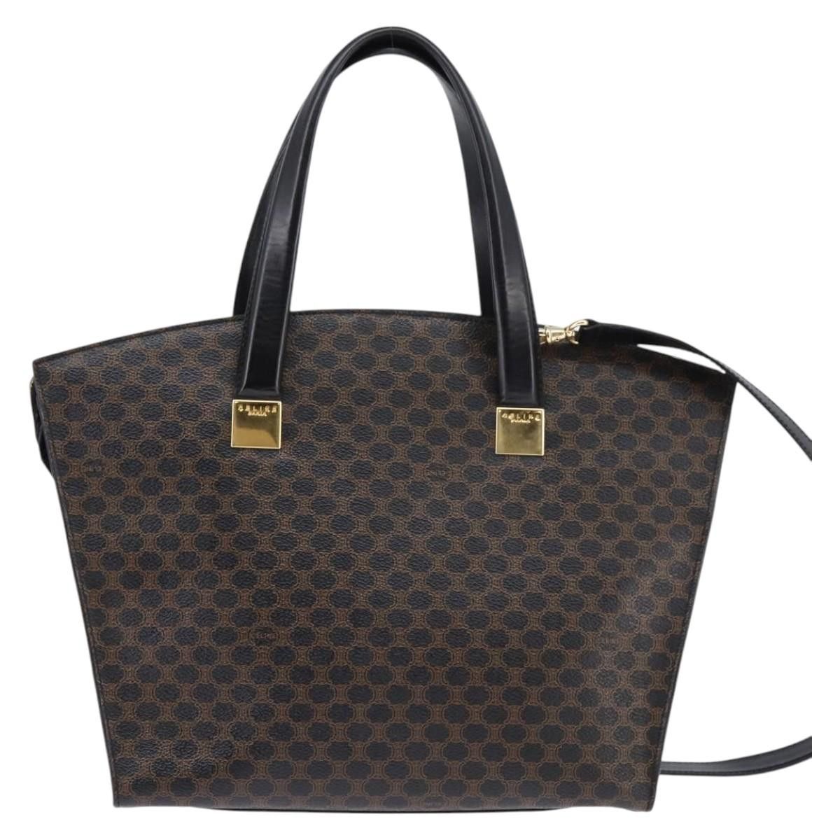 Celine CELINE Macadam Canvas Tote Bag Pvc Leather Black Gold Size ONE SIZE - 3 Thumbnail