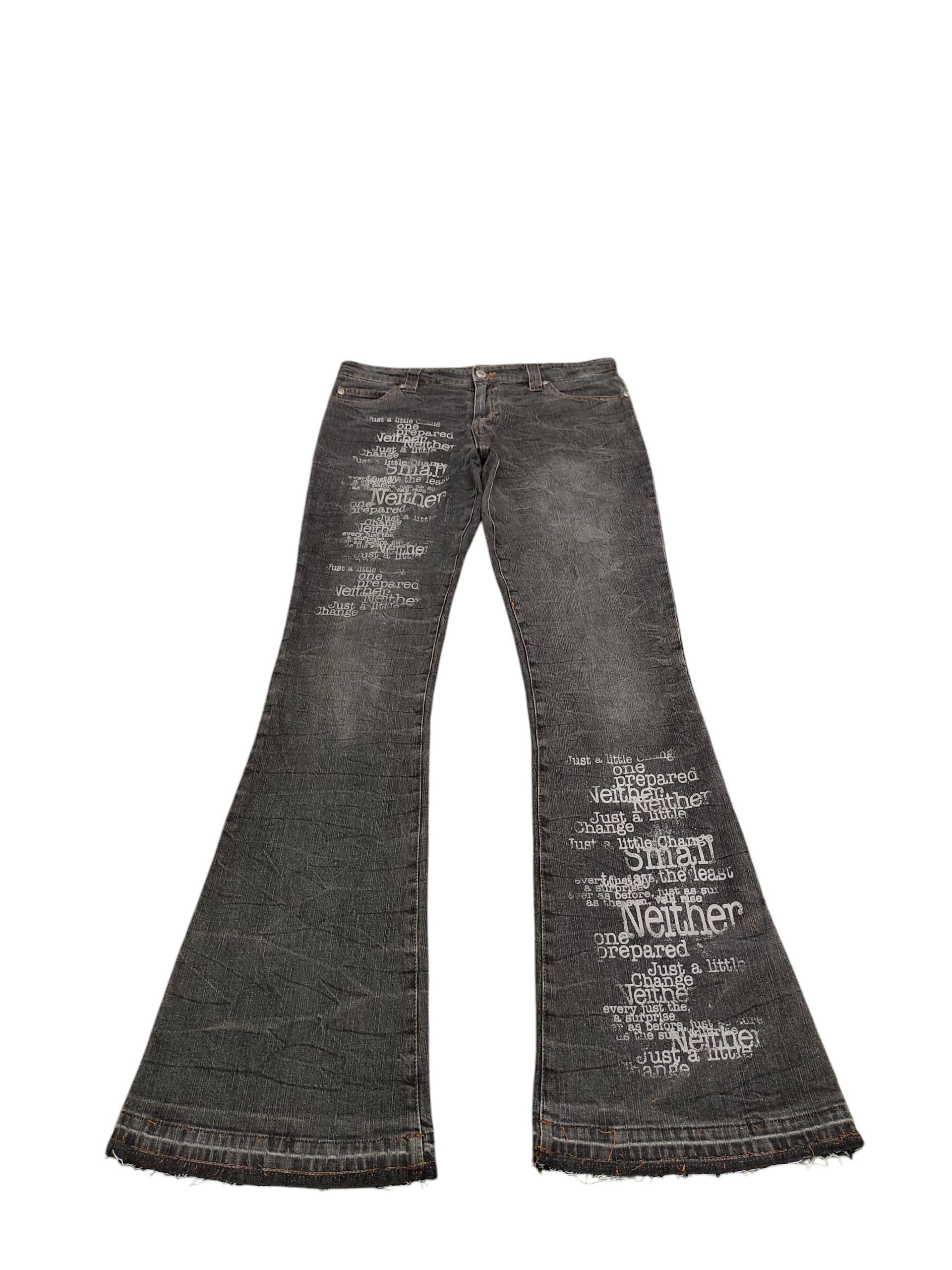 Hysteric Glamour Flare Jeans Japanese Brand Poem Printed Denim Bootcut Y2k Size US 30 / EU 46 - 1 Thumbnail