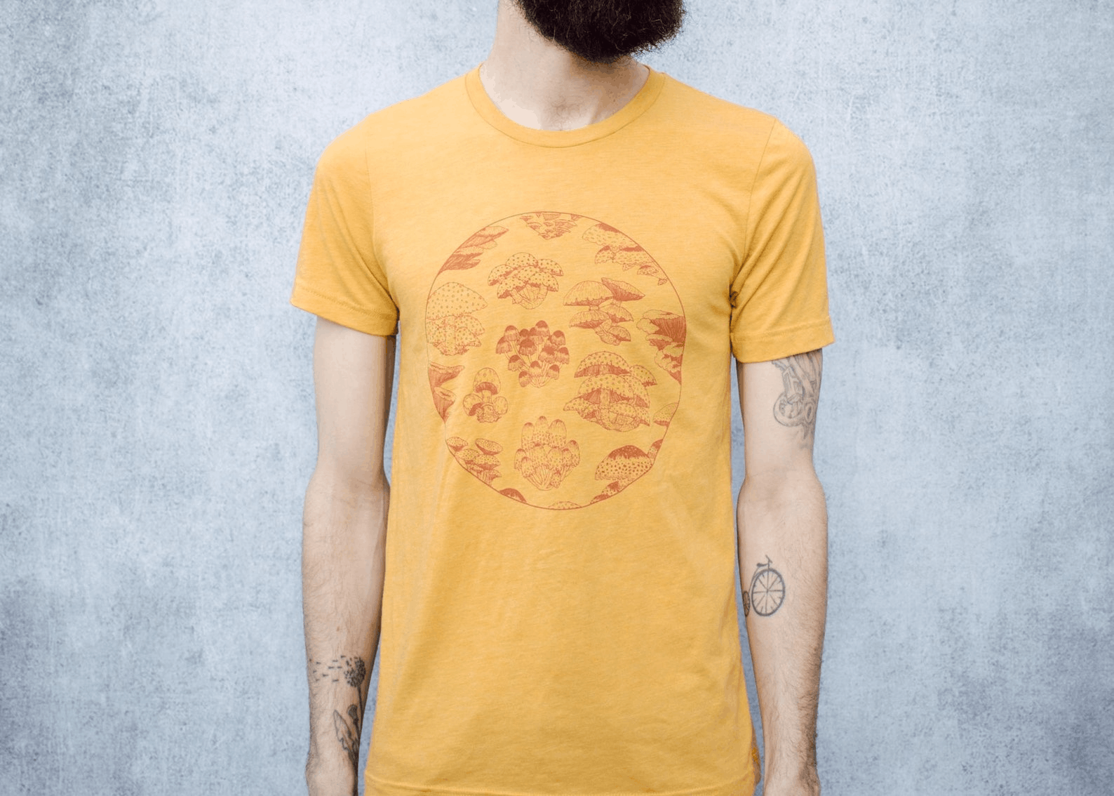 Designer × Vintage Fungi Mustard Yellow Tri-Blend Unisex T-Shirt Size US M / EU 48-50 / 2 - 5 Thumbnail