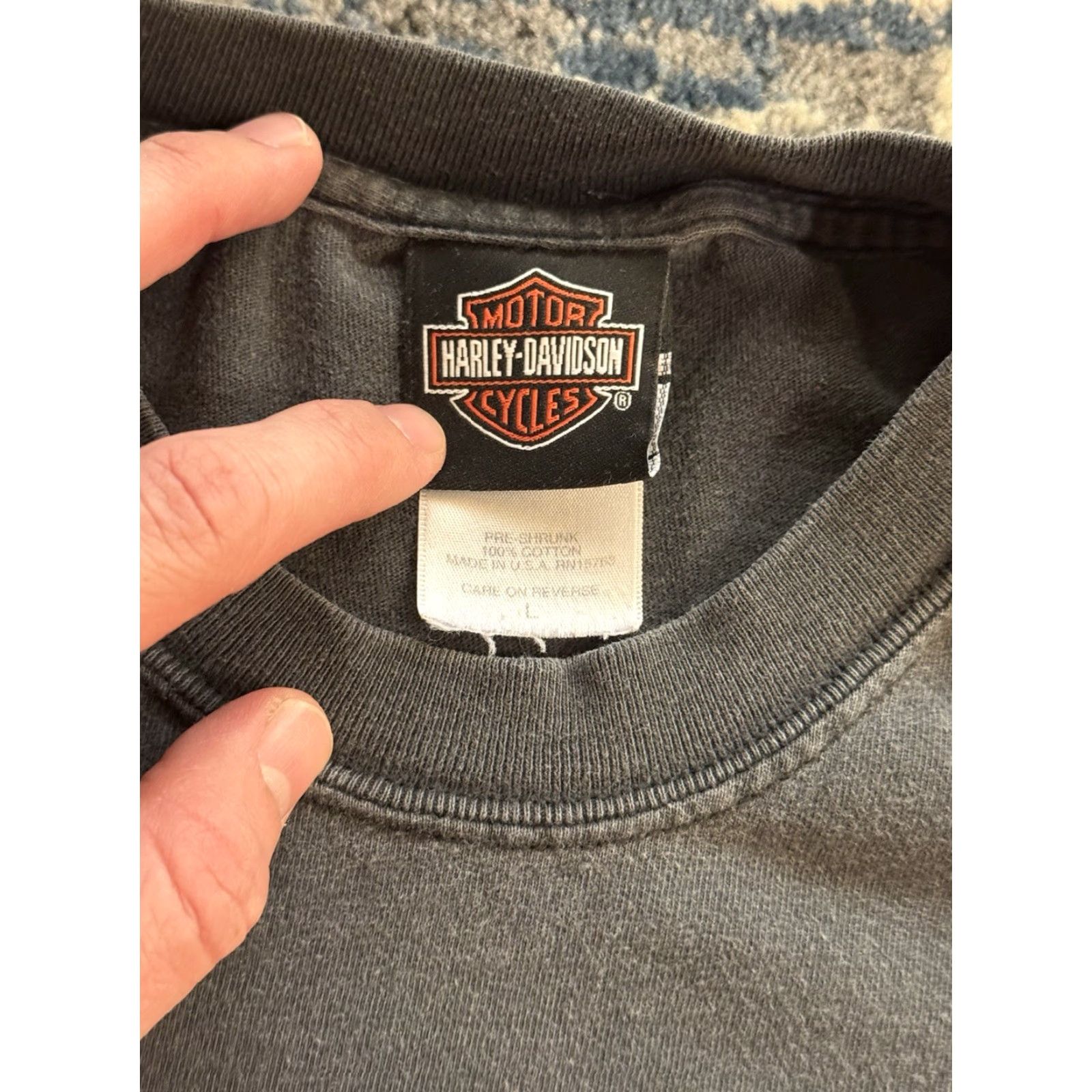 Harley Davidson VINTAGE Harley-Davidson Motorcycles Pocket Tee T-Shirt Logo Graphic Print Black 2003 2000s Men L Crew Neck Short Sleeve Pockets Biker Motorcycle TX Size US L / EU 52-54 / 3 - 6 Thumbnail