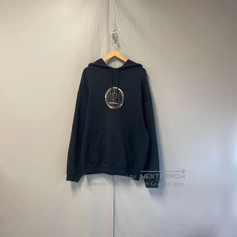 Balenciaga Balenciaga Black Watch Face Printed Logo Hooded Sweatshirt Size US S / EU 44-46 / 1 - 1 Thumbnail