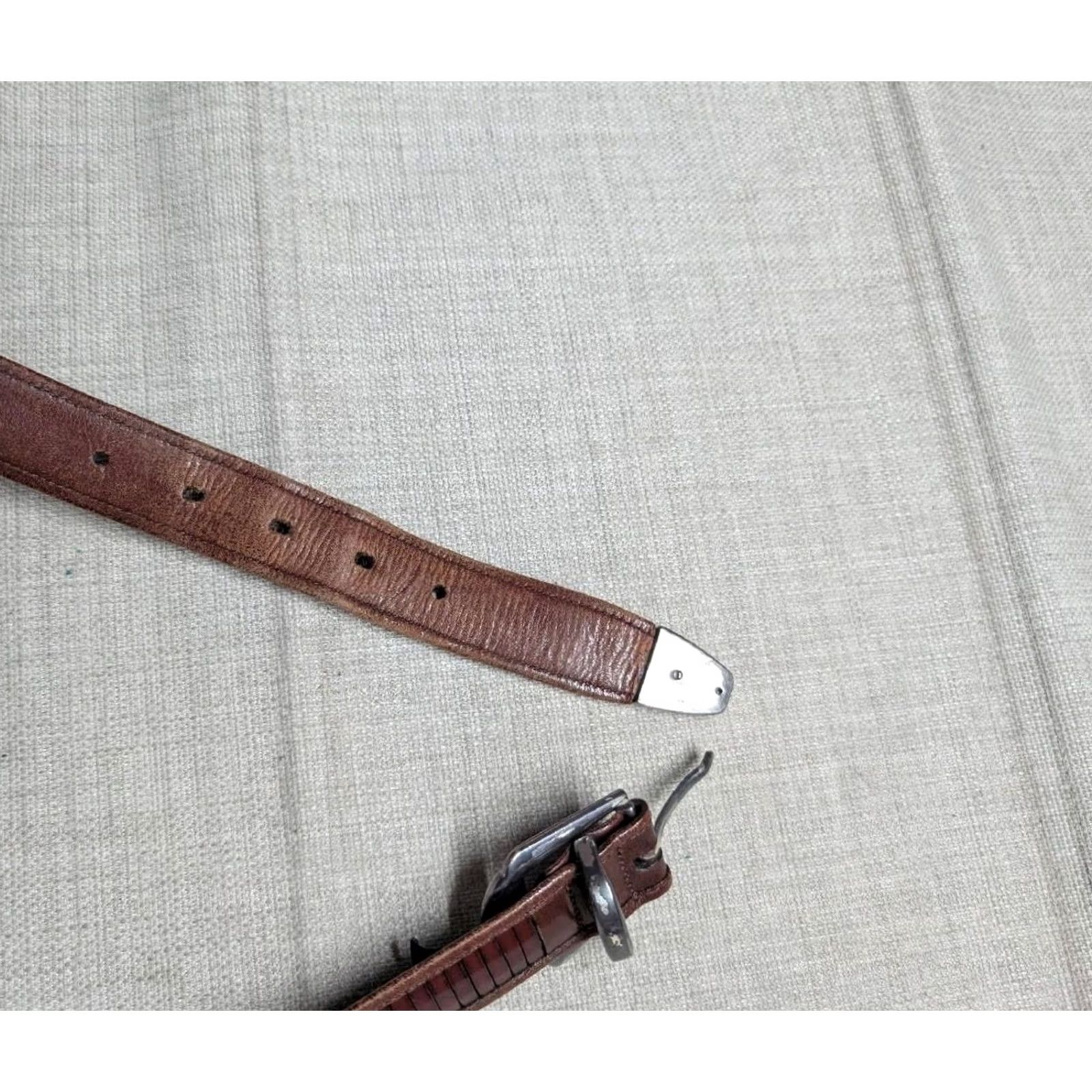 Mezlan MEZLAN dress Belt Size 40 brown leather SPAIN made RIBBED Size 40 - 4 Thumbnail