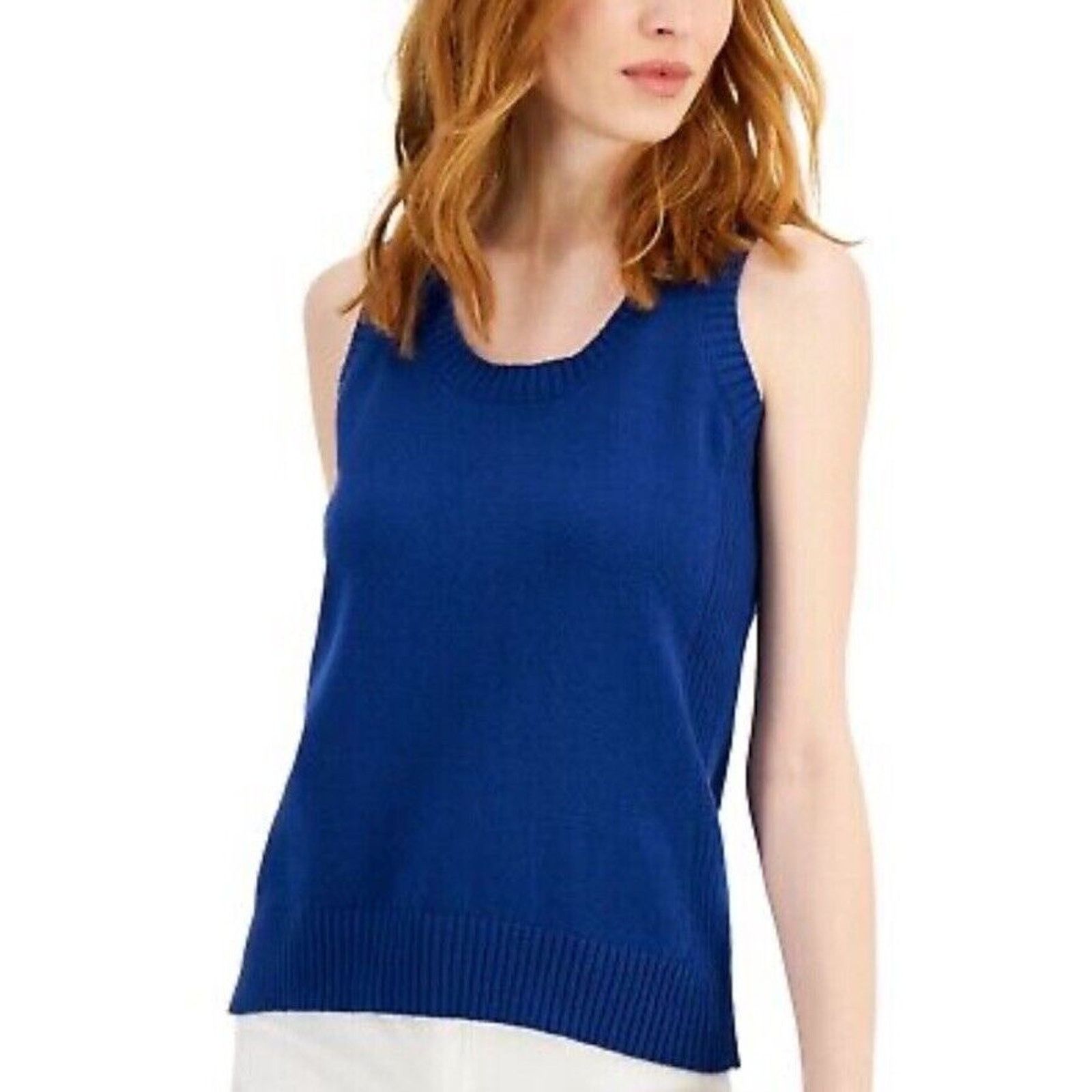 Other Style & CoSweater-Knit Tank Royal Blue Size Large, NWT Size L / US 10 / IT 46 - 1 Thumbnail
