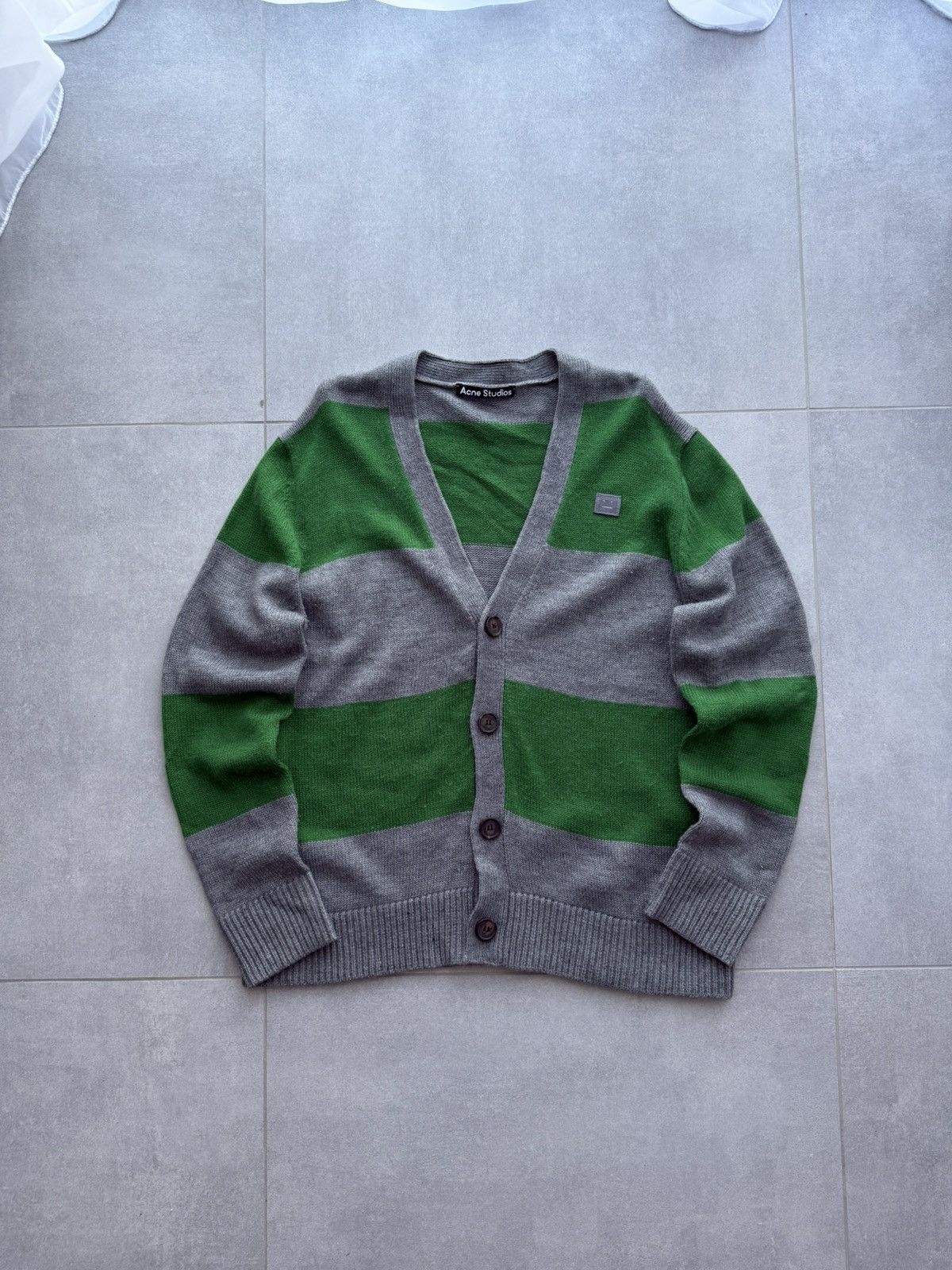 Pre-owned Acne Studios Vintage  Wool Sweater Cardigan Stripped Luxury In Multi