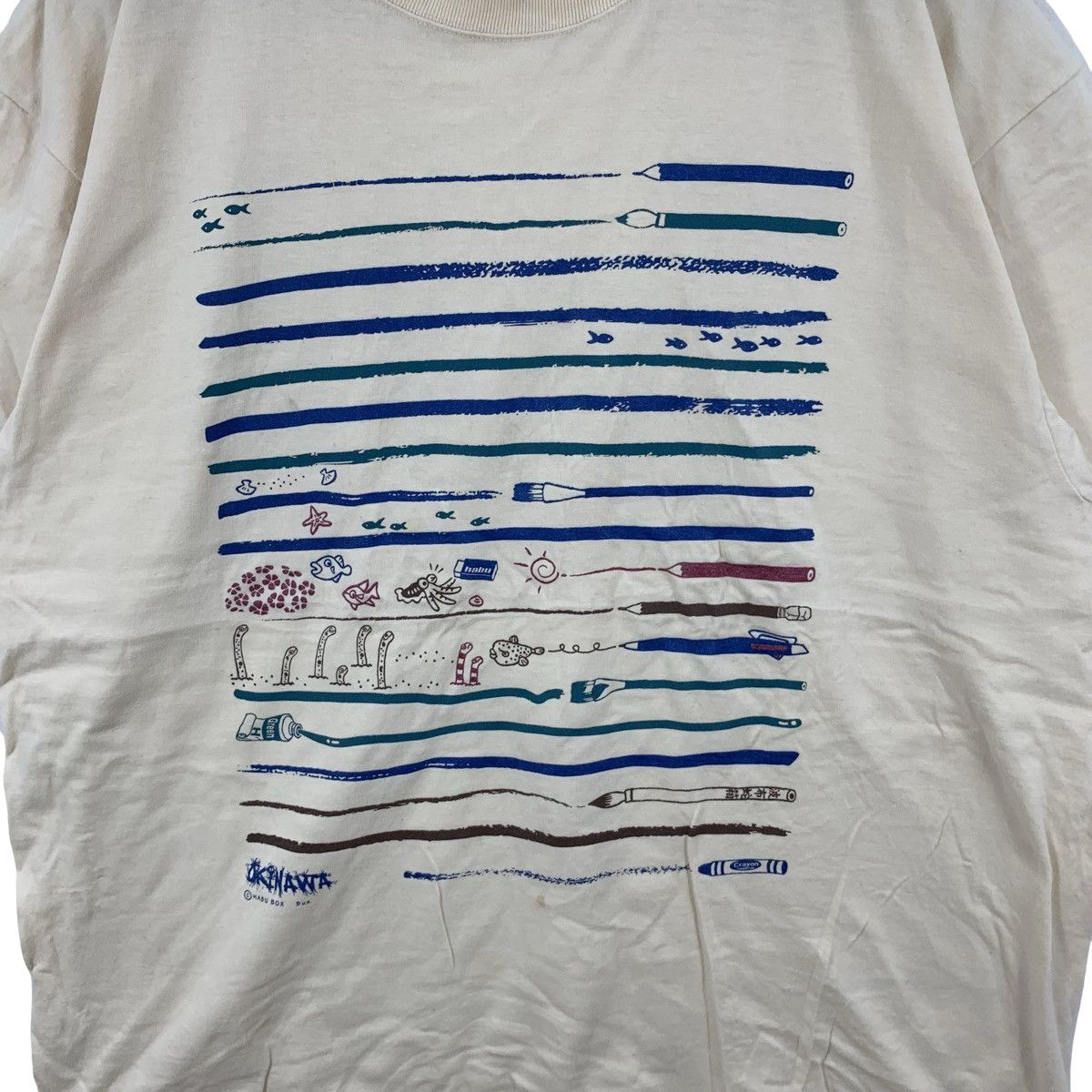 Vintage Vintage HABU BOX JAPAN Souvenir Crayon Illustration Tee Size 3XL / US 20-22 - 6 Thumbnail