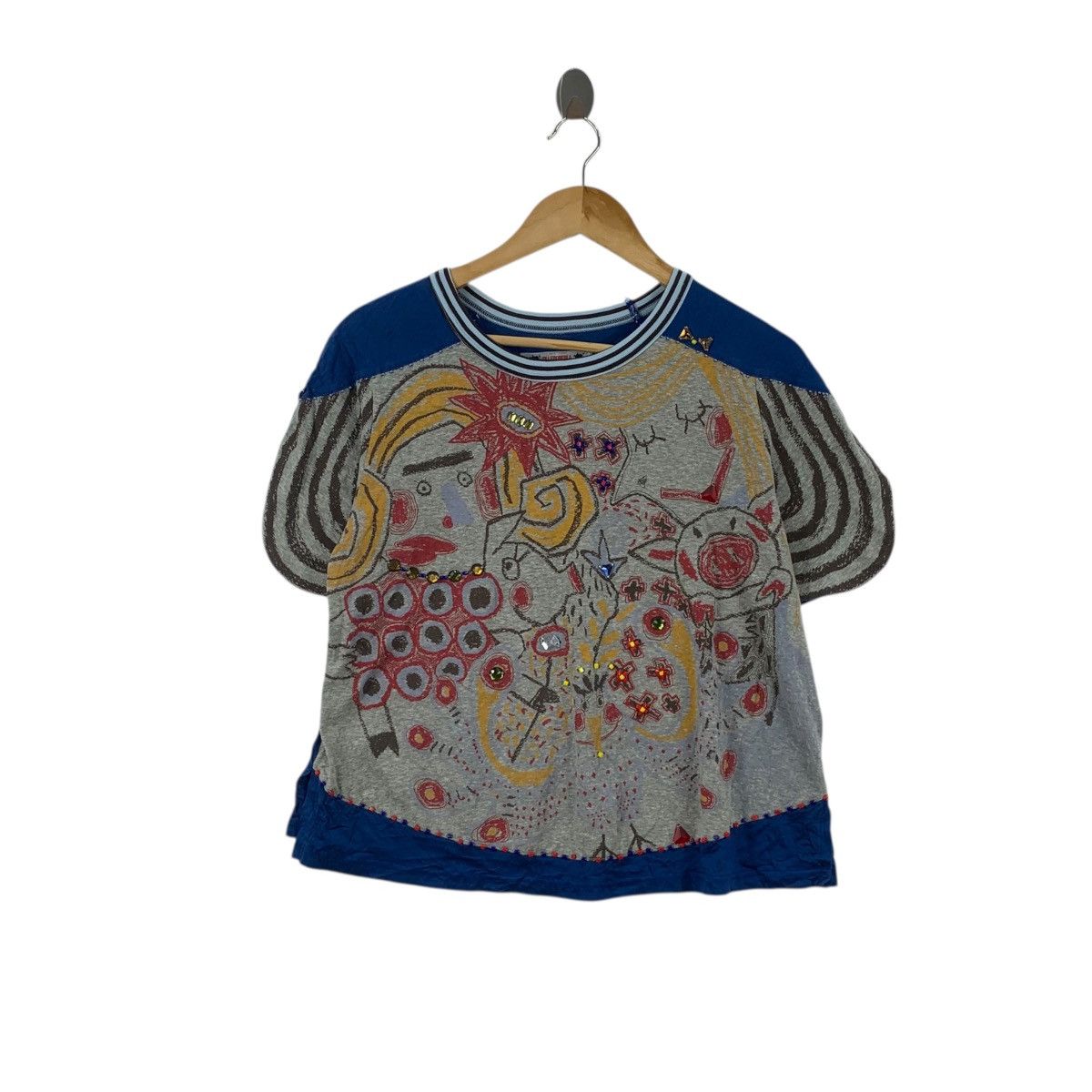 Vintage Vintage OLLE BOREBLA JAPAN Rhinestone Abtract Tee Shirt Top Size S / US 4 / IT 40 - 1 Thumbnail