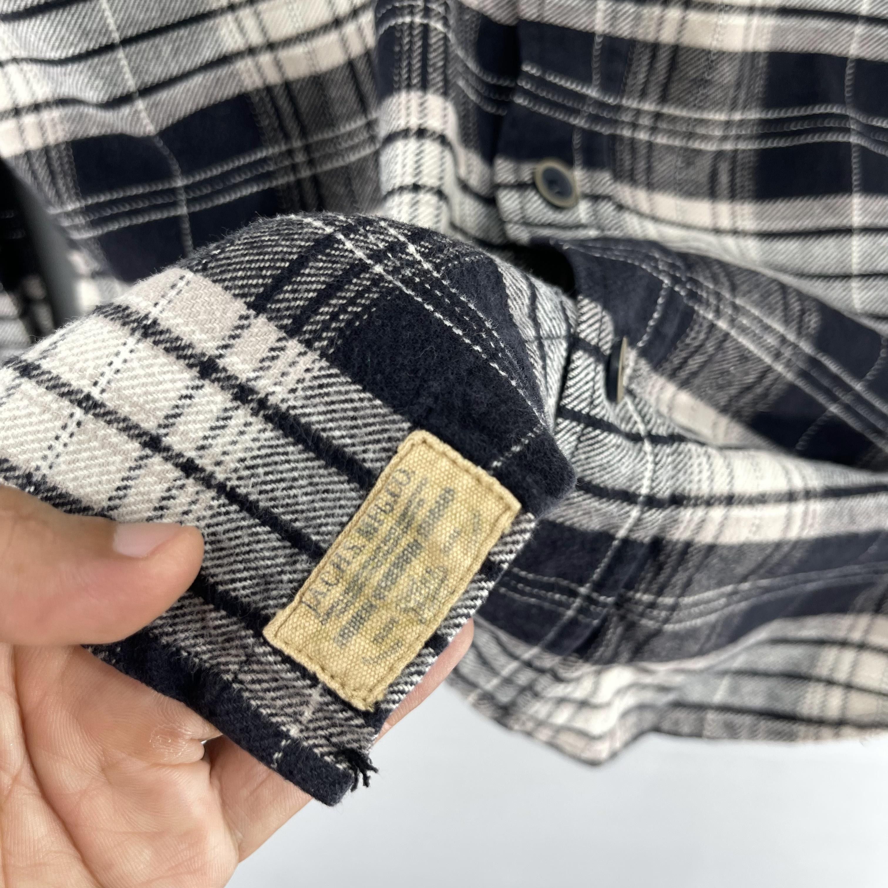 Flannel × Vintage Vintage JACHS Checkered Tartan Black/Gray Flannel Shirt Size US L / EU 52-54 / 3 - 7 Thumbnail