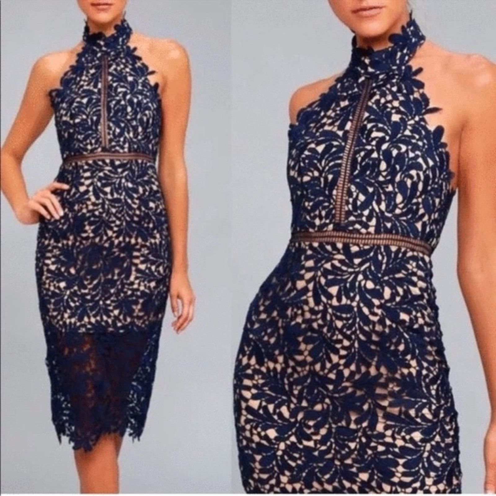 Other Lulus Divine Destiny Lace Midi Formal Dress Navy Size S Size S / US 4 / IT 40 - 3 Thumbnail