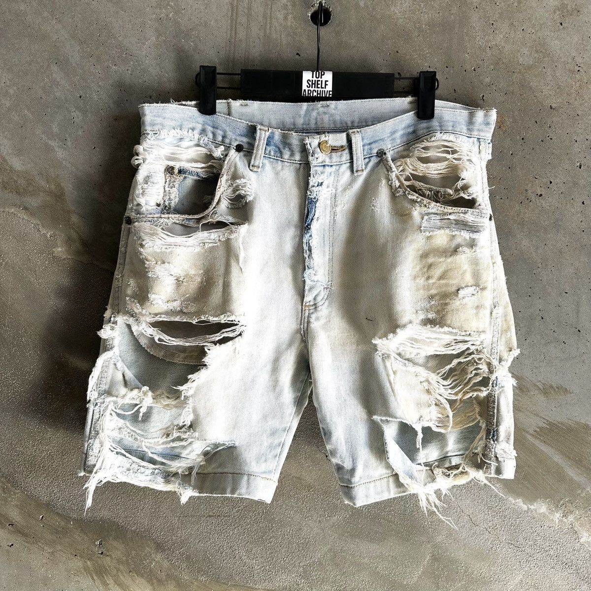 Wrangler 80s Vintage Wrangler DESTROYED Denim Shorts Size US 33 - 1 Thumbnail
