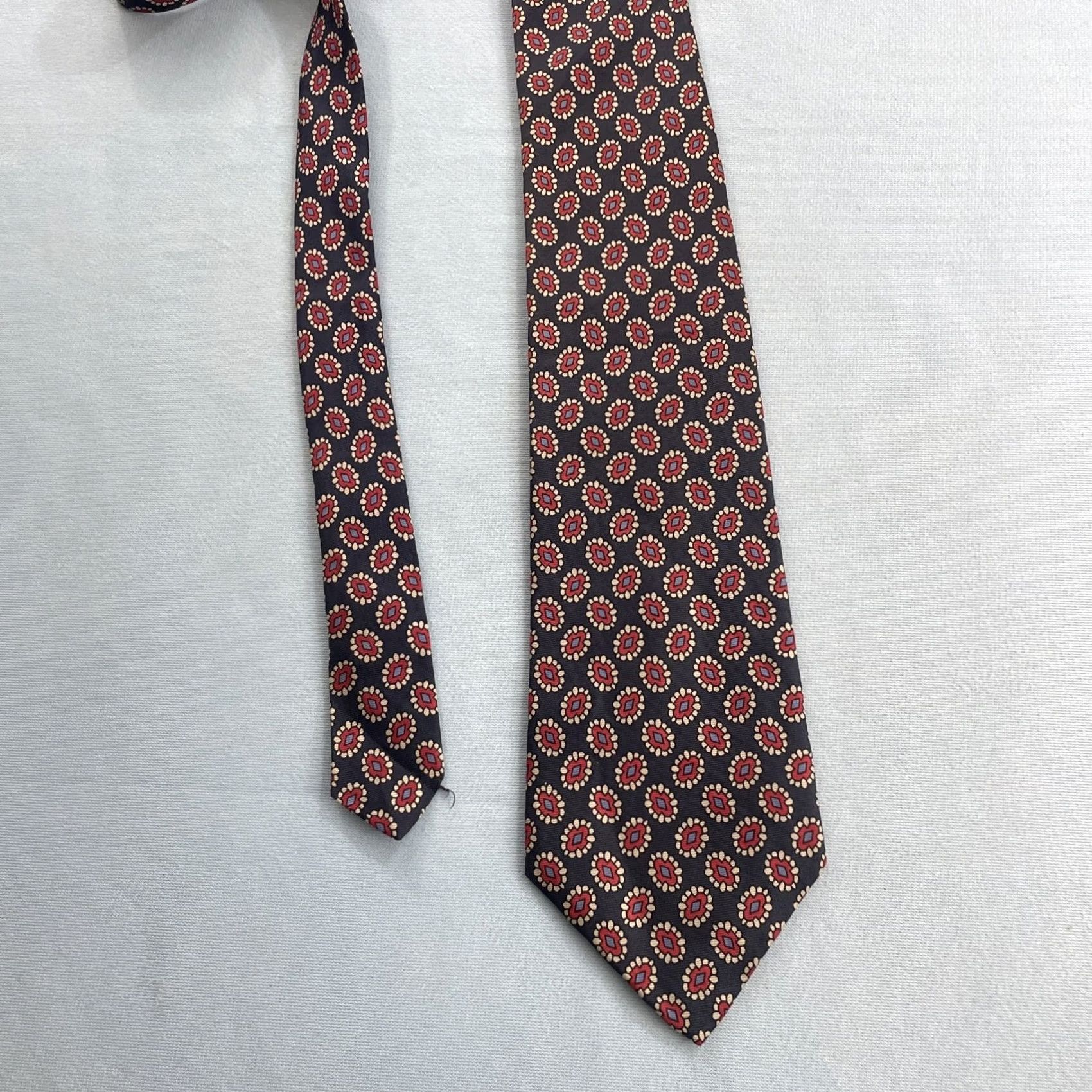 Vintage Robinson's Silk Tie Handmade Vtg Necktie Deco Geometry Micro Yellow Wide Classic 57"-60" Mens Vintage Tie Size ONE SIZE - 5 Thumbnail