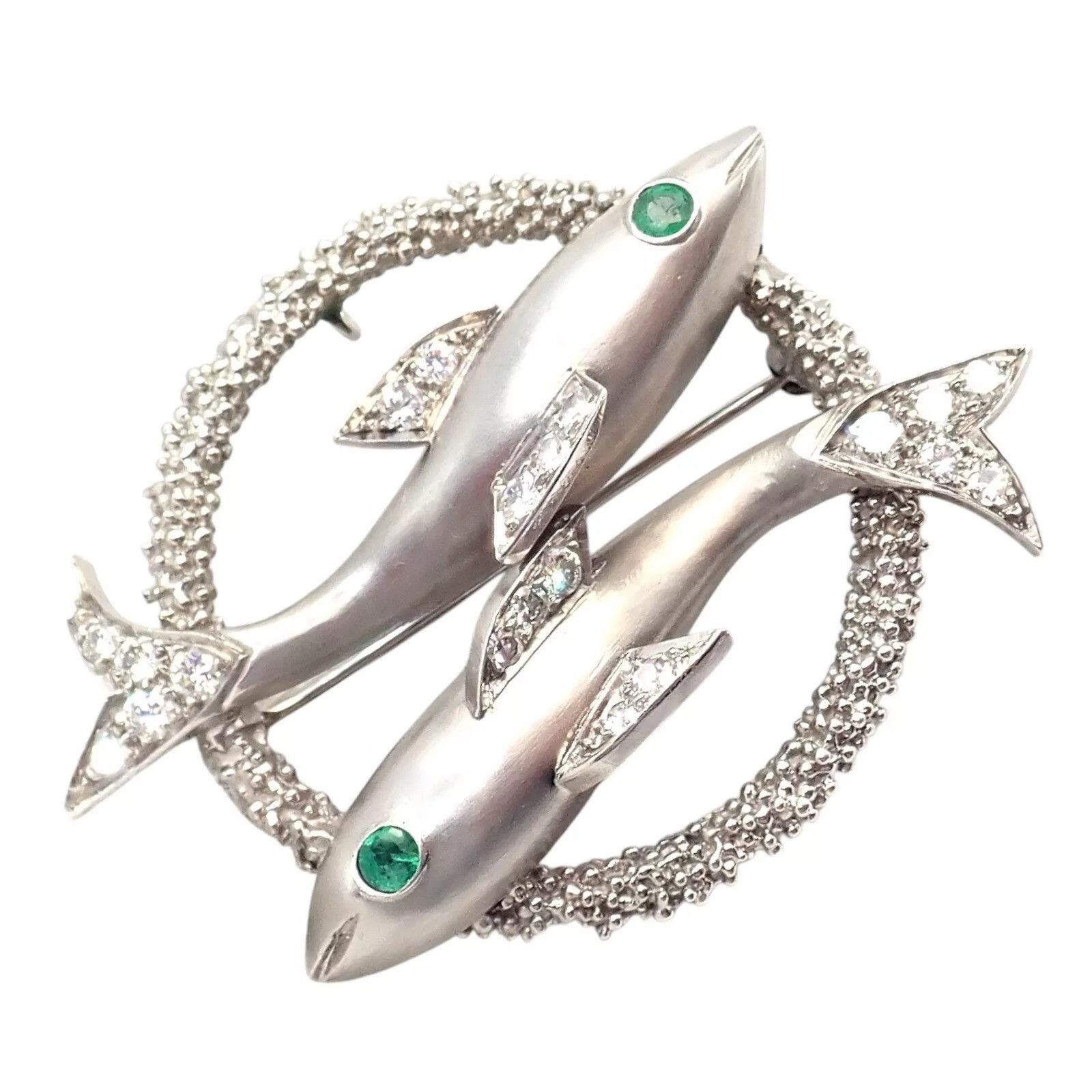 Cartier Cartier White Gold Platinum Diamond Emerald Zodiac Brooch Size ONE SIZE - 11 Thumbnail