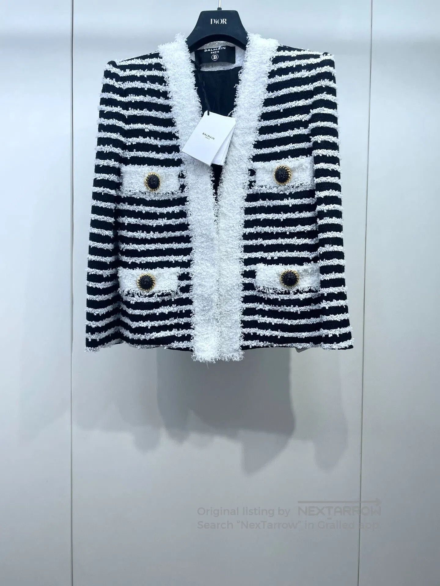 Balmain Balmain Black White Striped Tweed Jacket. Size XS / US 0-2 / IT 36-38 - 1 Thumbnail