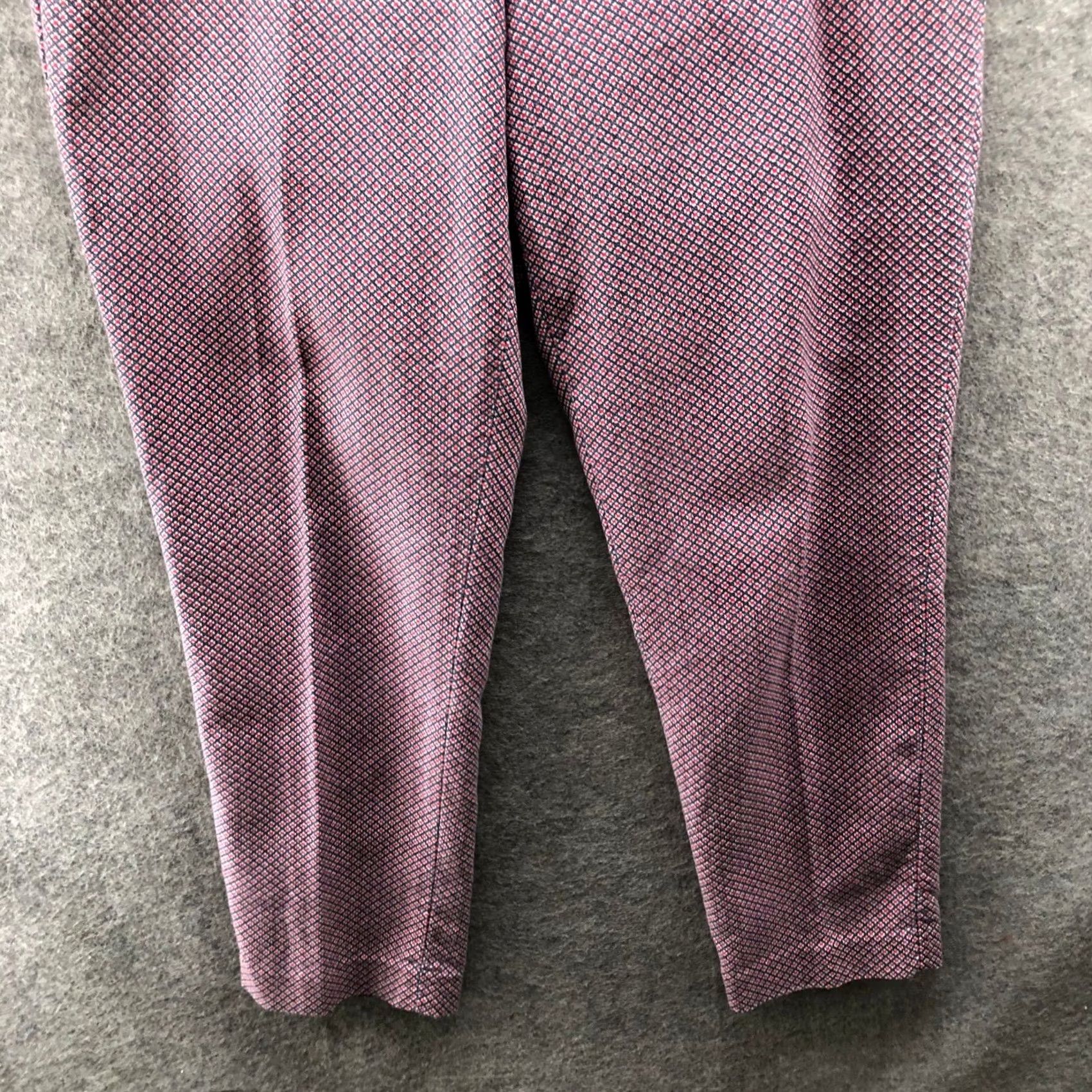 Talbots Talbots Heritage Ankle Pants Womens 14 Red Blue Geometric Cotton Modal Blend Twist Twill Pockets Rise Mid Regular Size 36" / US 14 / IT 50 - 4 Thumbnail