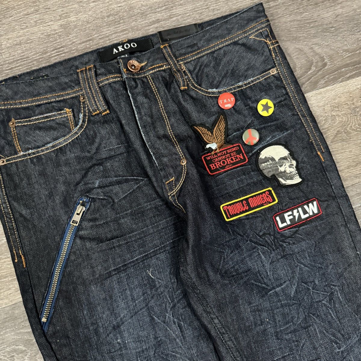 AKOO × Japanese Brand × Vintage Vintage Y2K Akoo rockstar Japanese denim style jeans Size US 34 / EU 50 - 2 Thumbnail