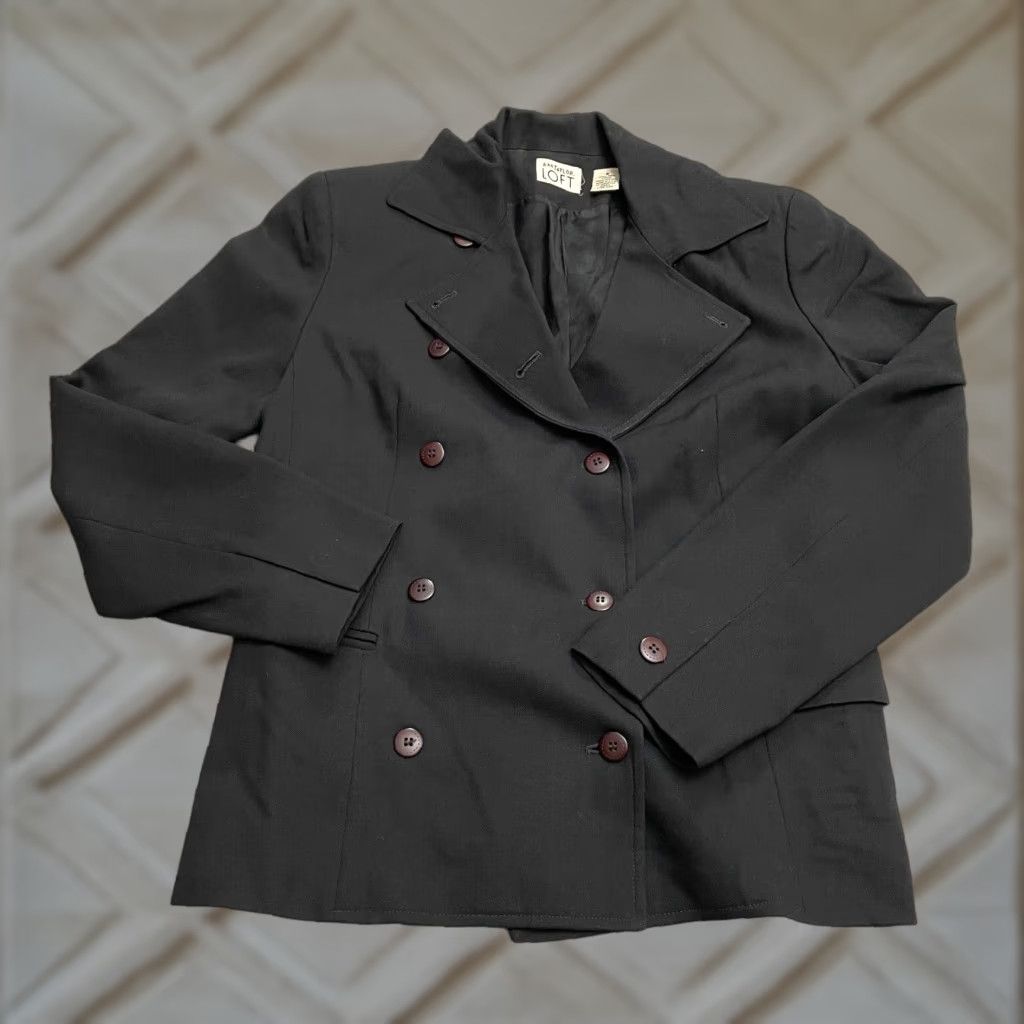 Vintage Ann Taylor Loft Blazer Jacket Women Short Wool Black