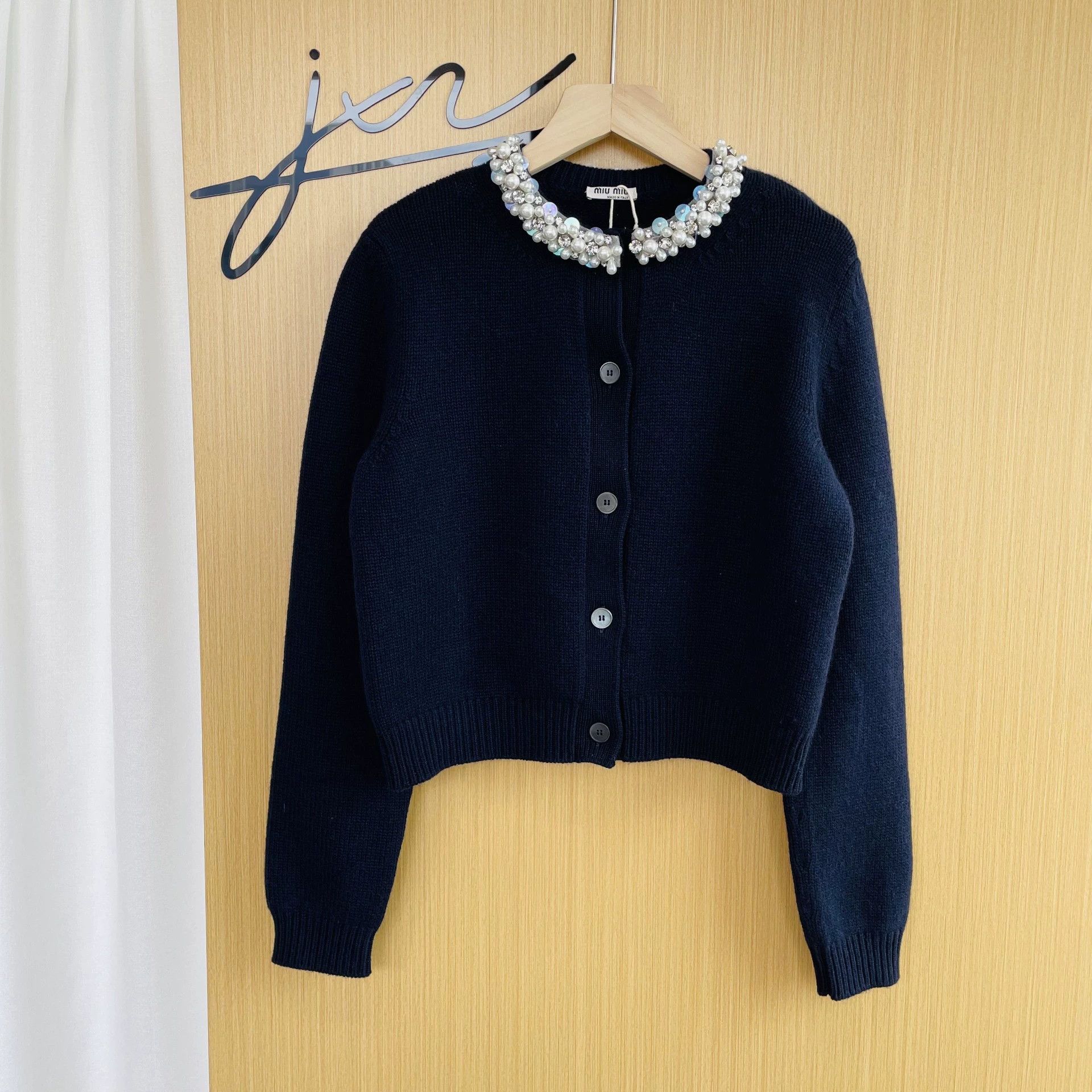 Miu Miu MIU MIU Women's Navy Blue Knit Sweater Size 40 Size S / US 4 / IT 40 - 1 Thumbnail