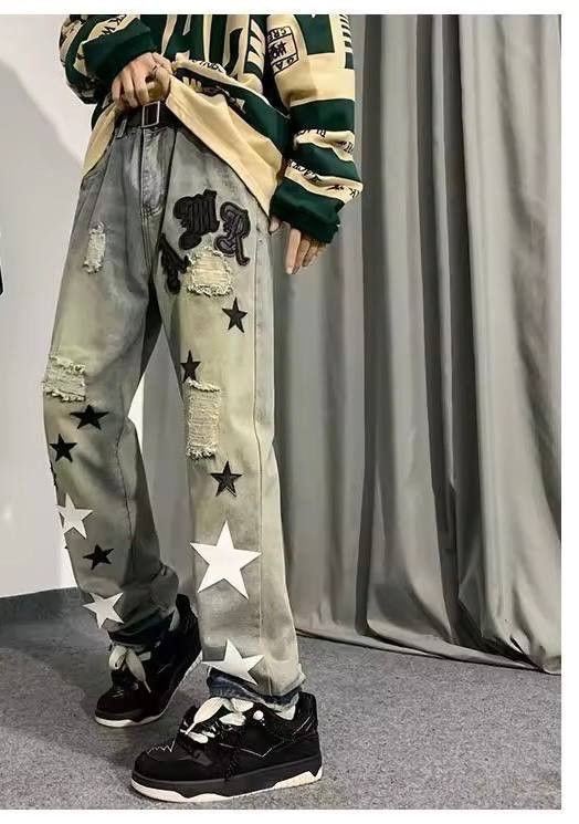 Japanese Brand × Vintage star design jeans Size US 36 / EU 52 - 2 Thumbnail