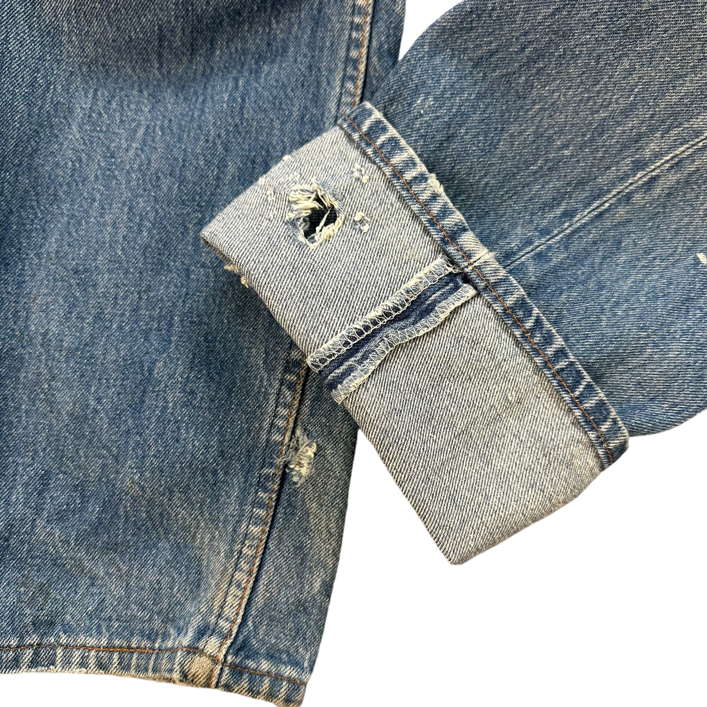 Levi's Vintage Clothing TRASHED🔥 LEVIS 501 FLY BUTTON DISTRESS DENIM PANT #8098-203 Size US 31 - 10 Thumbnail