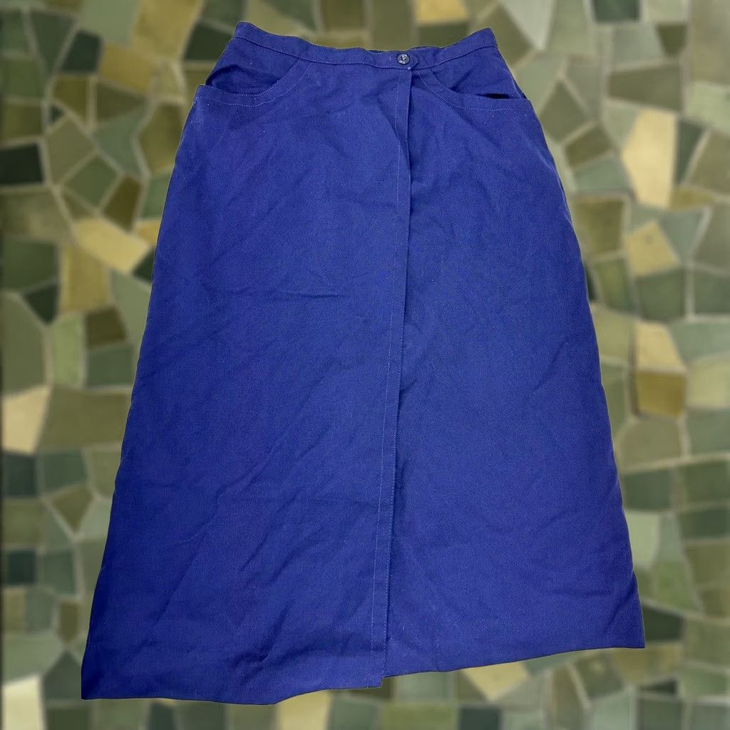 Vintage VINTAGE Sir for Her Navy Blue Lined Skirt Size 7 Knee Length A-Line Pocketed Womens 90s Bohemian Size 28" / US 6 / IT 42 - 1 Thumbnail