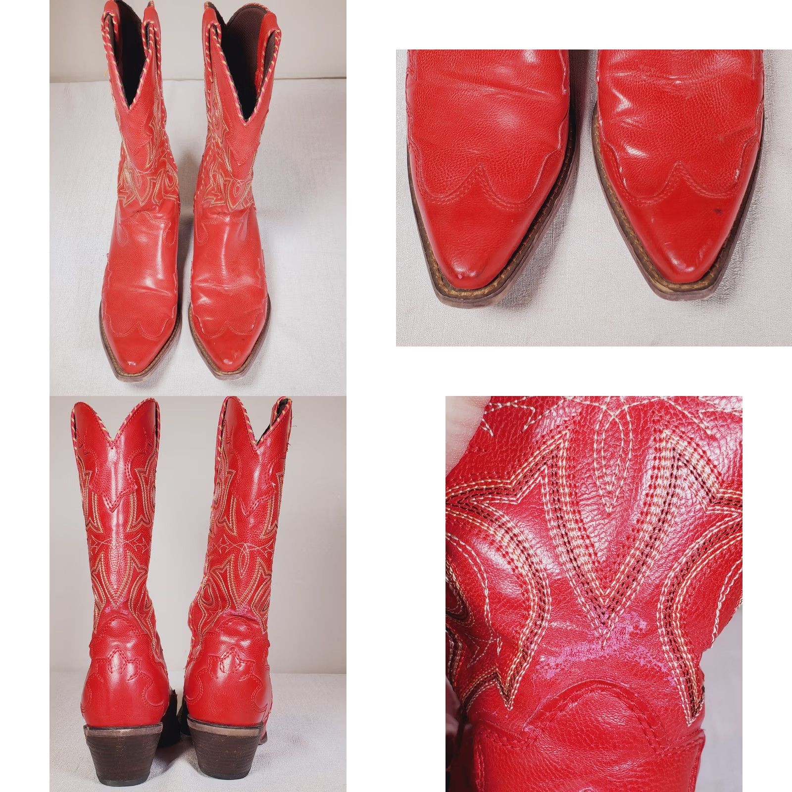 Durango Durango Crush Women's Western Boot Red 12" Fox Tip Collar US 10 M Rubber Outsole Embroidered Faux Leather Western Boot Size US 10 / IT 40 - 8 Thumbnail