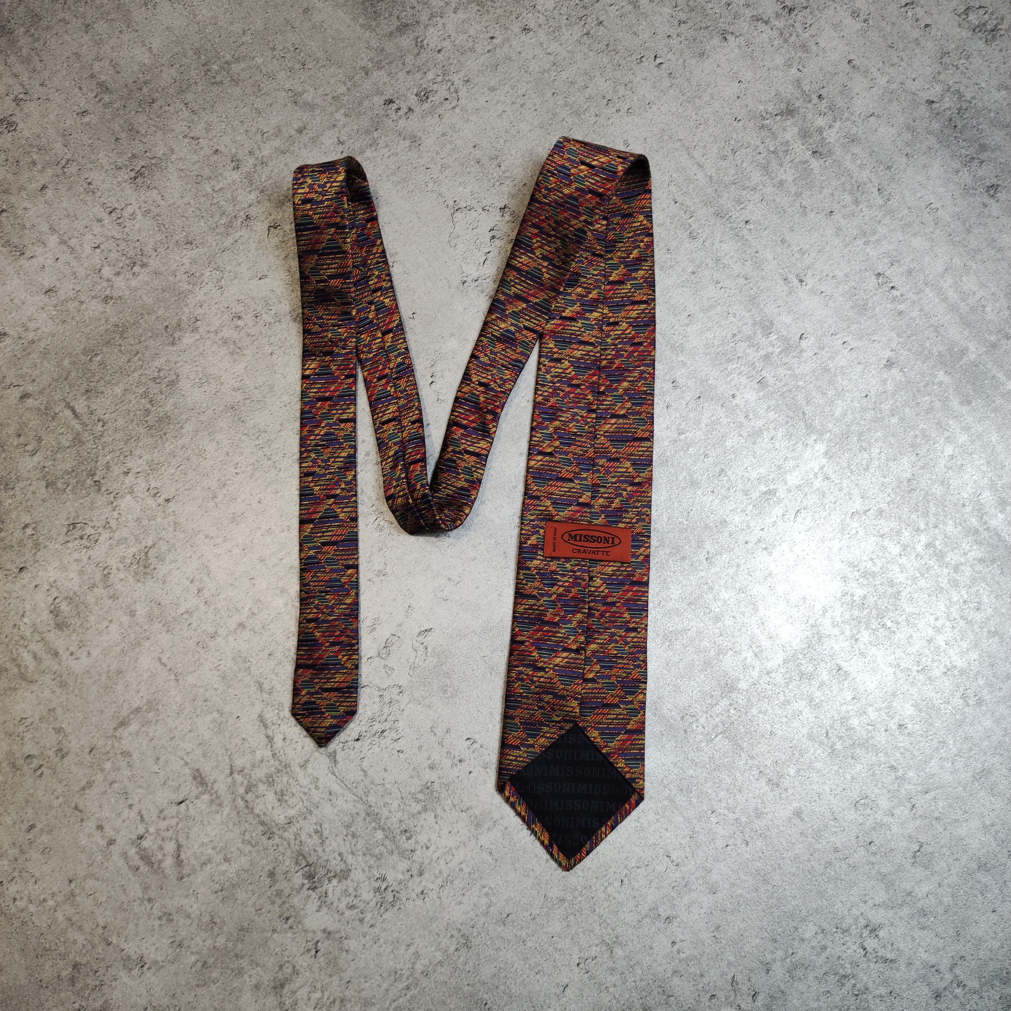 Missoni × Vintage RARE 90s Missoni Cravatte Abstract Vintage Silk Tie Size ONE SIZE - 1 Thumbnail