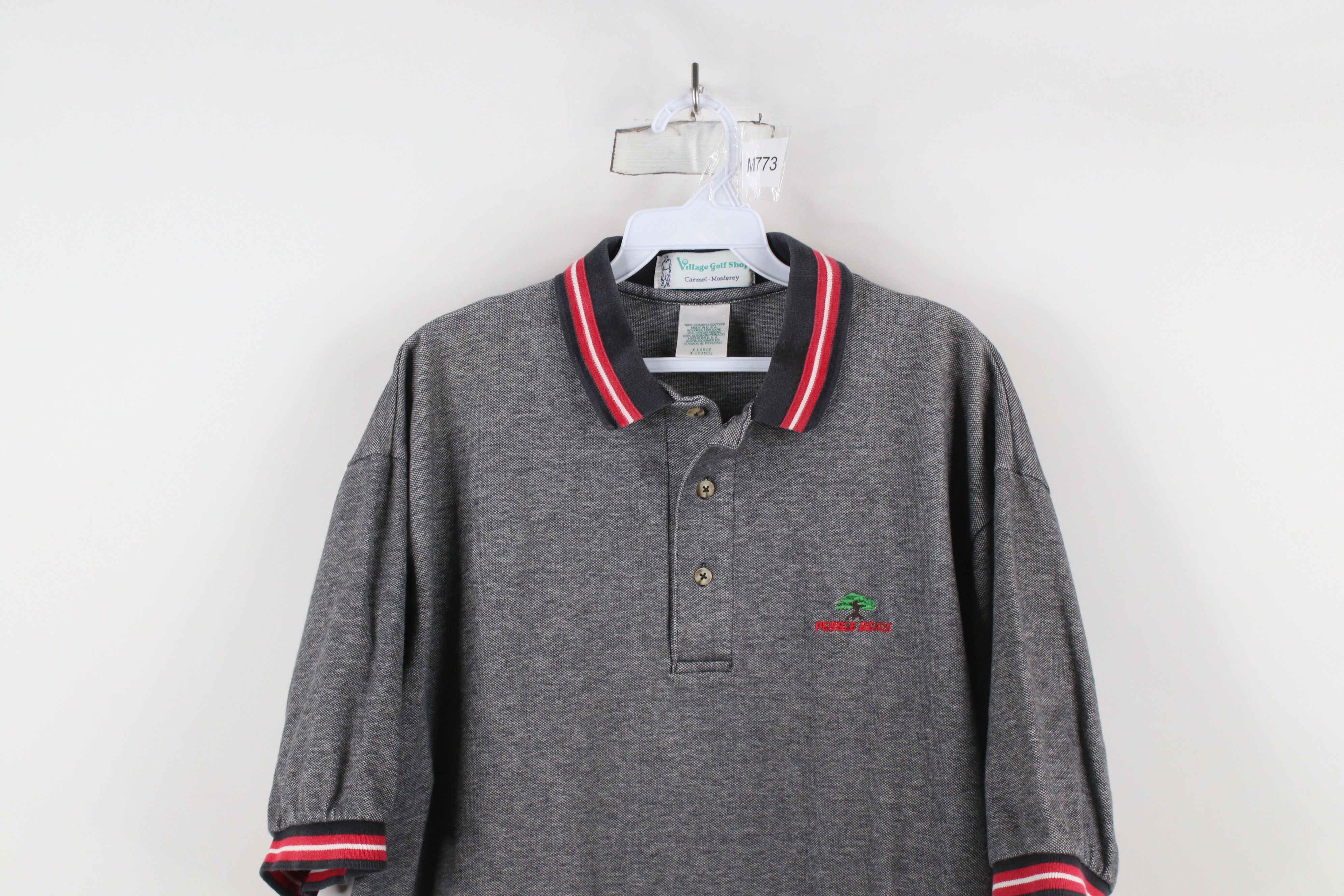 Vintage Vintage 90s Pebble Beach Golf Course Polo Shirt USA Gray Size US XL / EU 56 / 4 - 2 Thumbnail