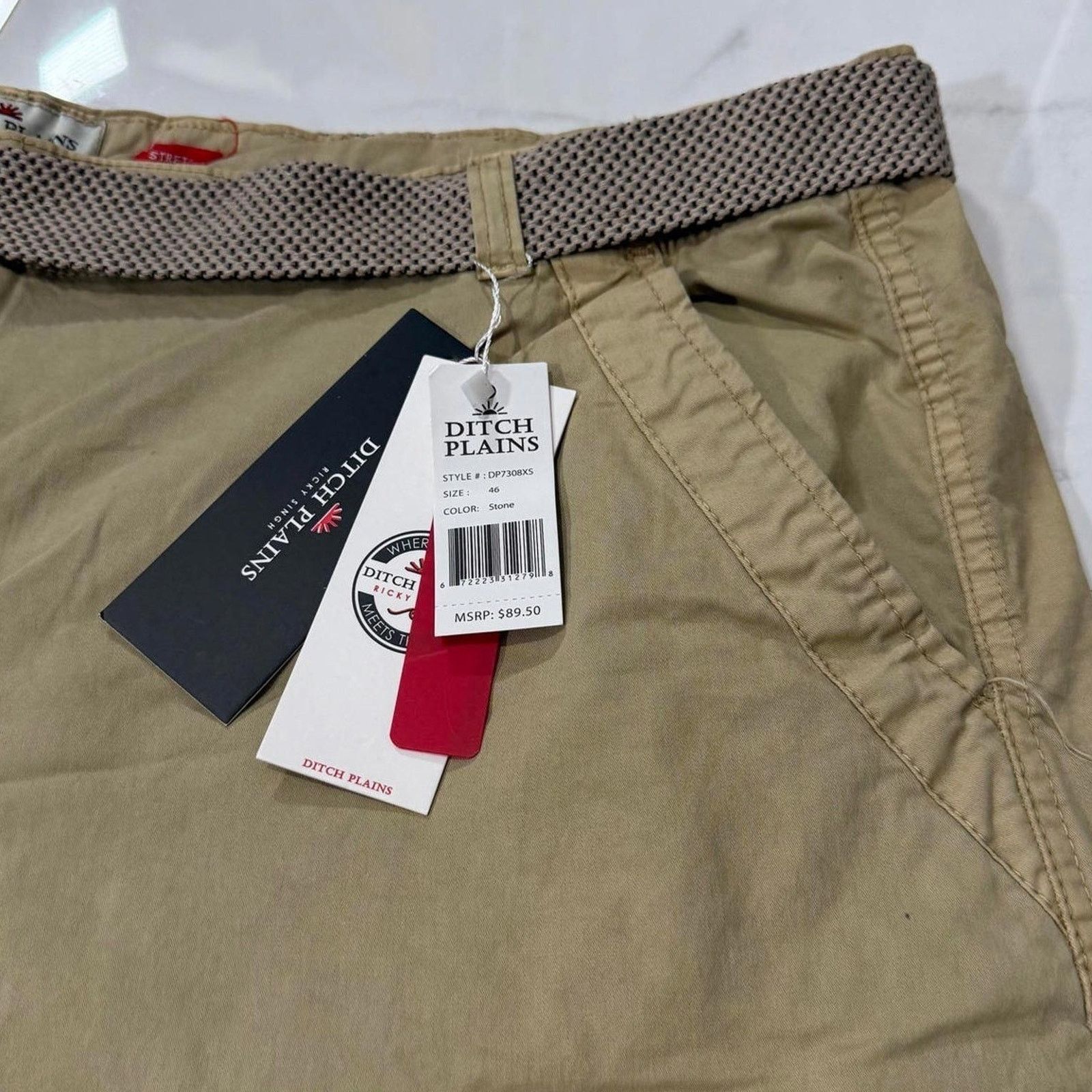 Other Ditch Plains Men Stone Cargo Shorts Belted Khaki Size 46 Size US 44 / EU 60 - 4 Thumbnail