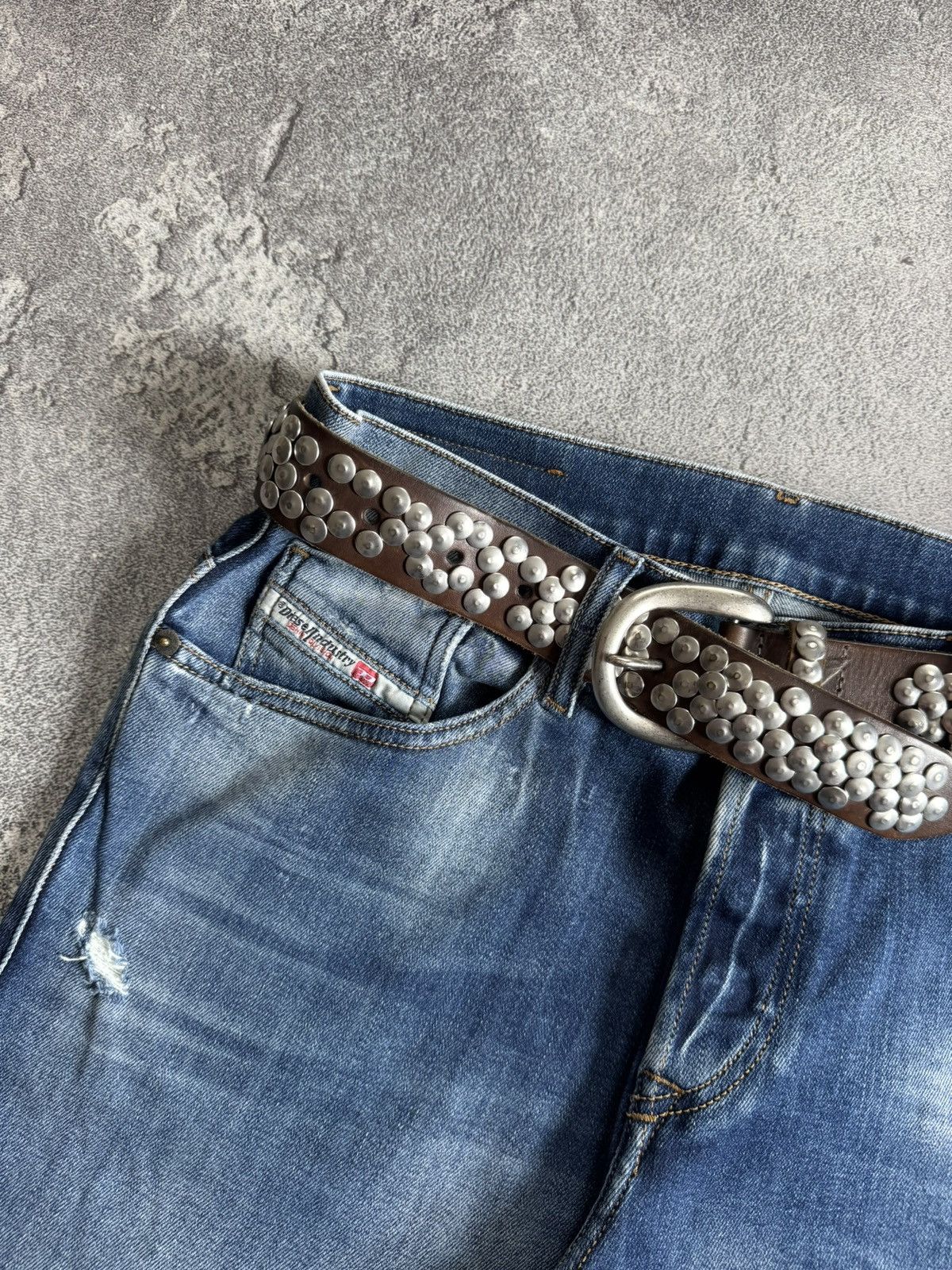 If Six Was Nine Retro leather metal rhinestones belt Y2K L.G.B. 90s opium Size ONE SIZE - 2 Thumbnail