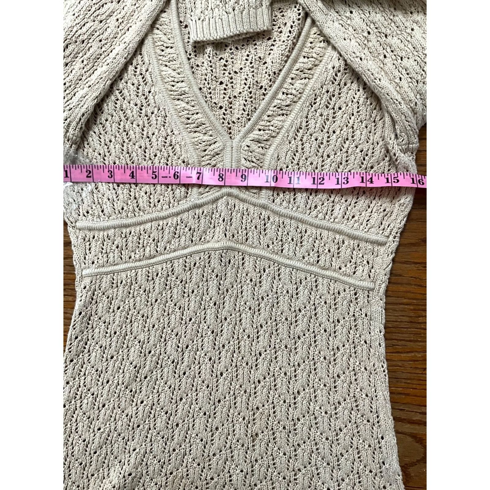 Ann Taylor ANN TAYLOR LOFT Sweater Shirt Women V-Neck Long Sleeve Beige Cotton Knit Pullover Regular Small Size S / US 4 / IT 40 - 8 Thumbnail