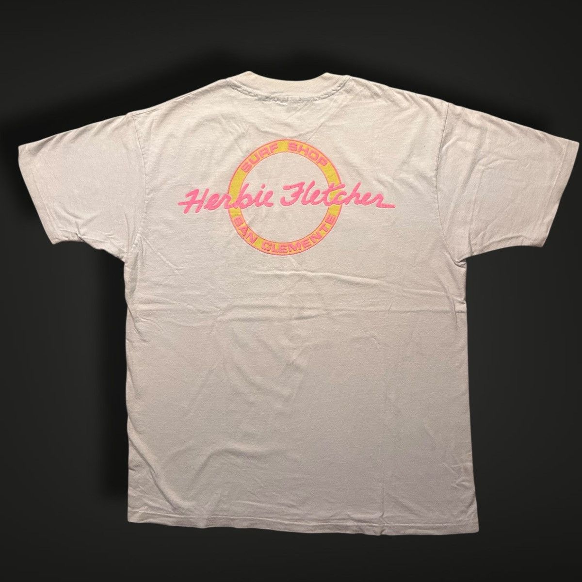 Vintage 1980s Herbie Fletcher Surf Shop T-Shirt Neon Logo XL