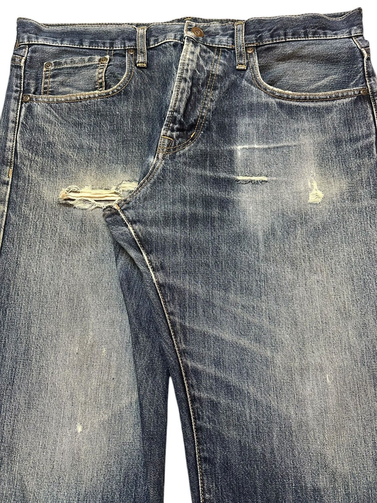 GU Vintage Japanese Brand GU Faded Wash Distressed Baggy Jeans Size US 34 / EU 50 - 4 Thumbnail