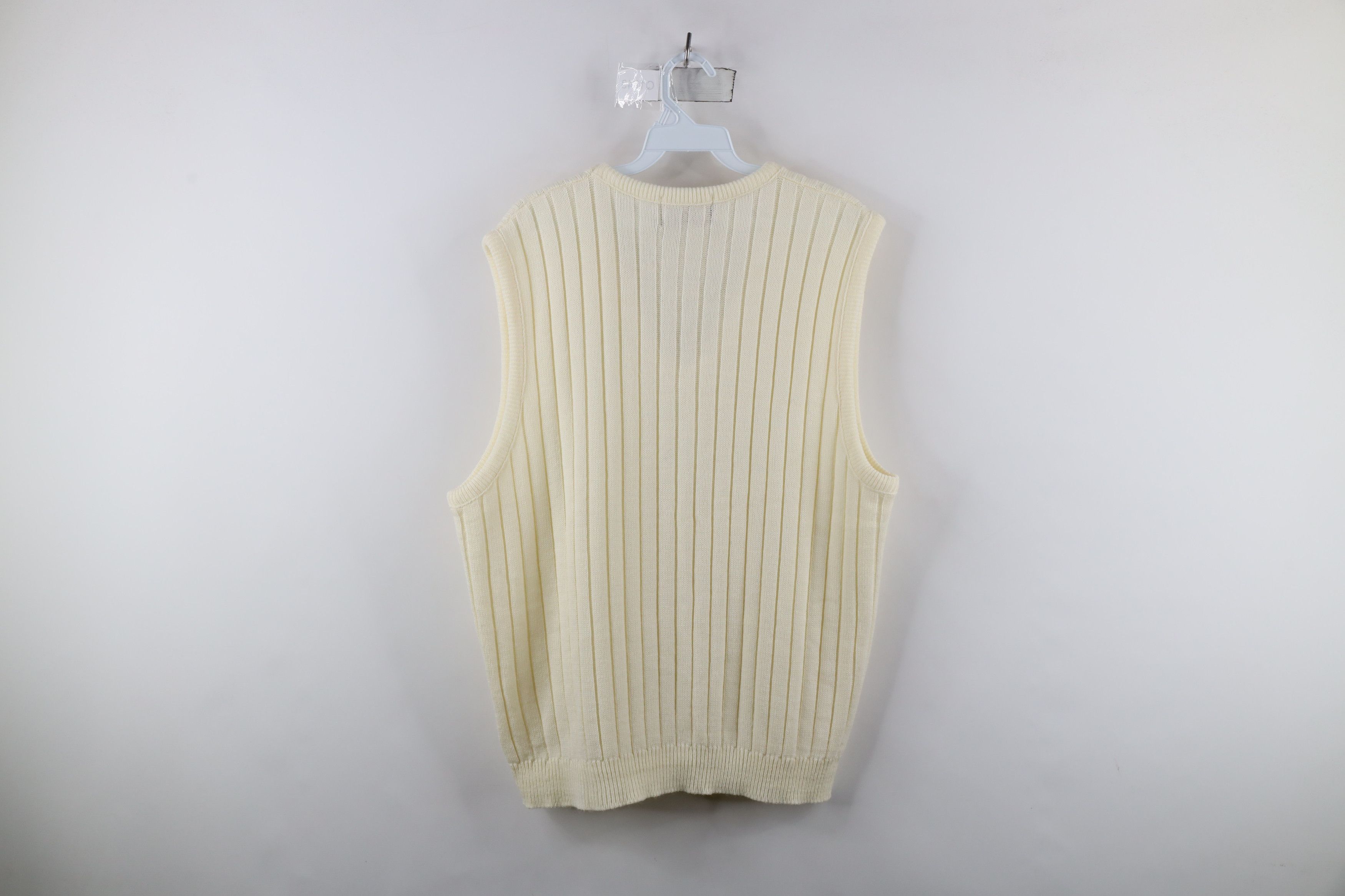 Vintage Vintage 70s Streetwear Knit V-Neck Sweater Vest Cream USA Size US L / EU 52-54 / 3 - 6 Thumbnail