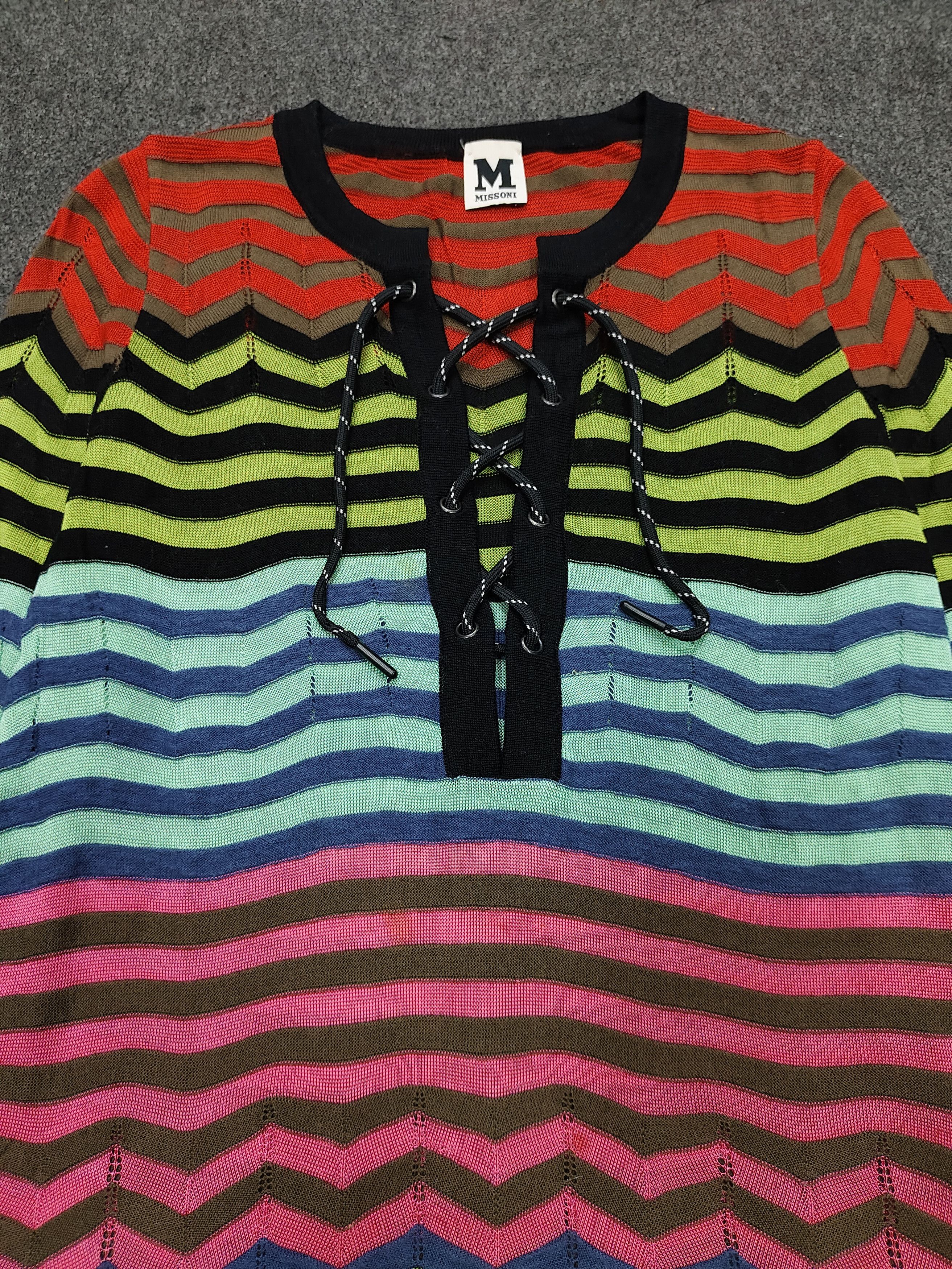 Missoni DOPE 🇮🇹 Missoni 🇮🇹 Laces Up Striped Multicolor Knitwear Size M / US 6-8 / IT 42-44 - 5 Thumbnail