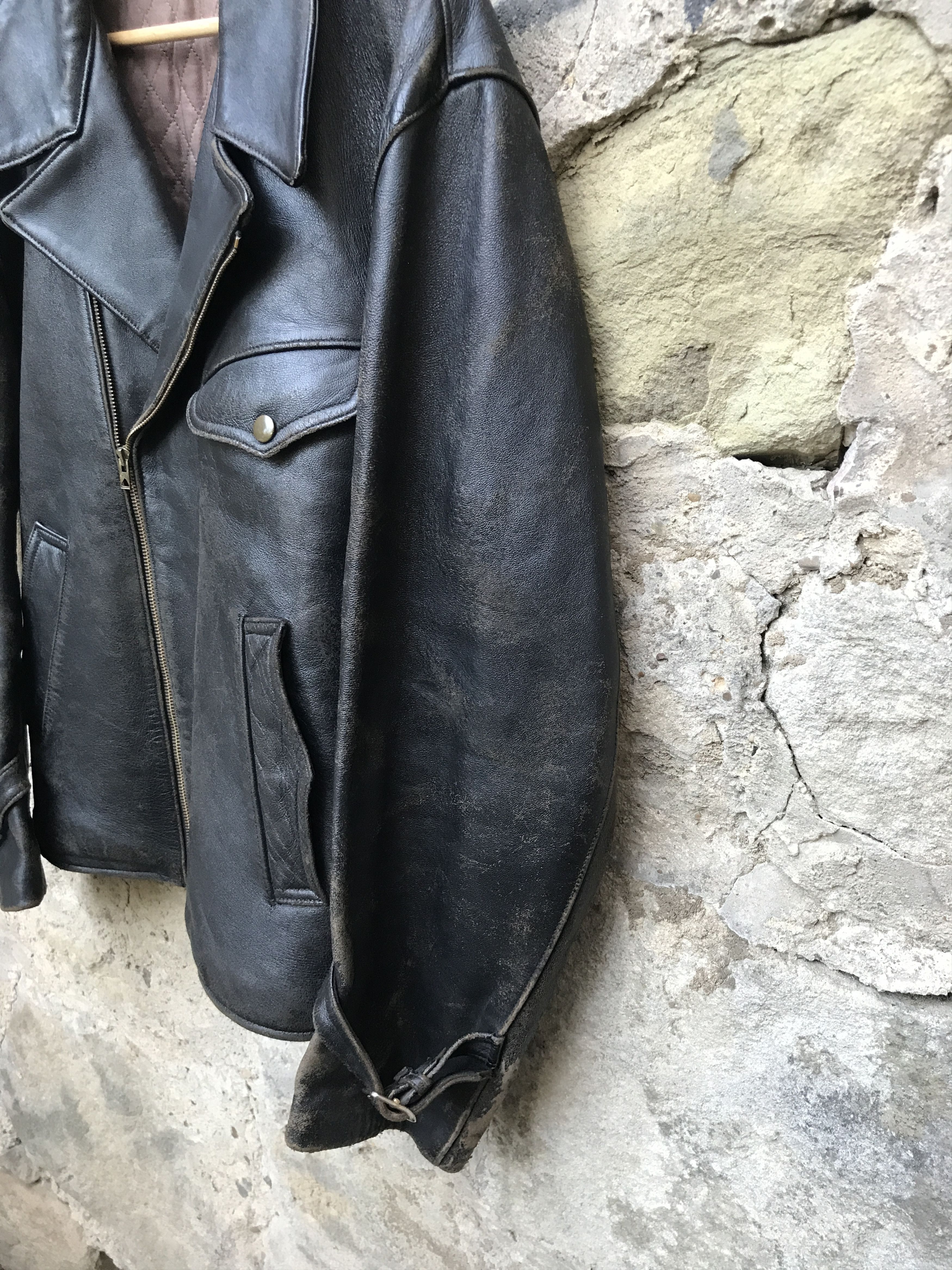 Vintage Rare Vintage 60s French Motorcycle Leather Biker Jacket Size US XL / EU 56 / 4 - 6 Thumbnail