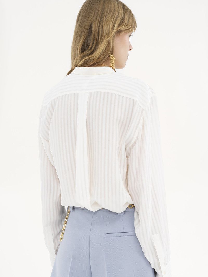 Chloe o1loc1c11125 Fluid Collarless Shirt in Whisper White Size M / US 6-8 / IT 42-44 - 4 Thumbnail