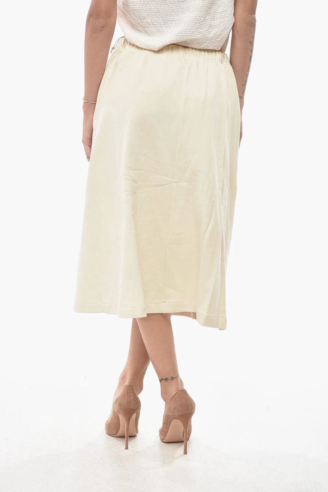 Fear of God og1mm0326 Jersey Flared Midi Skirt in Beige Size 32" / US 10 / IT 46 - 2 Thumbnail