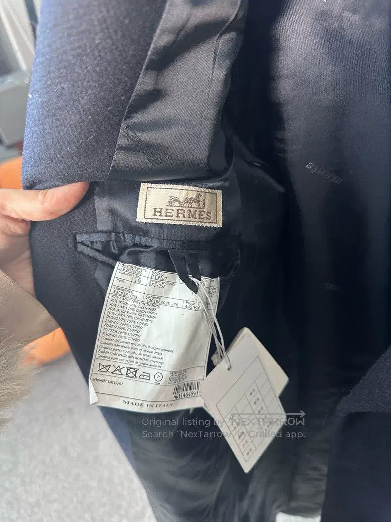 Hermes Hermes Navy Blue Overcoat Size 50R - 3 Thumbnail