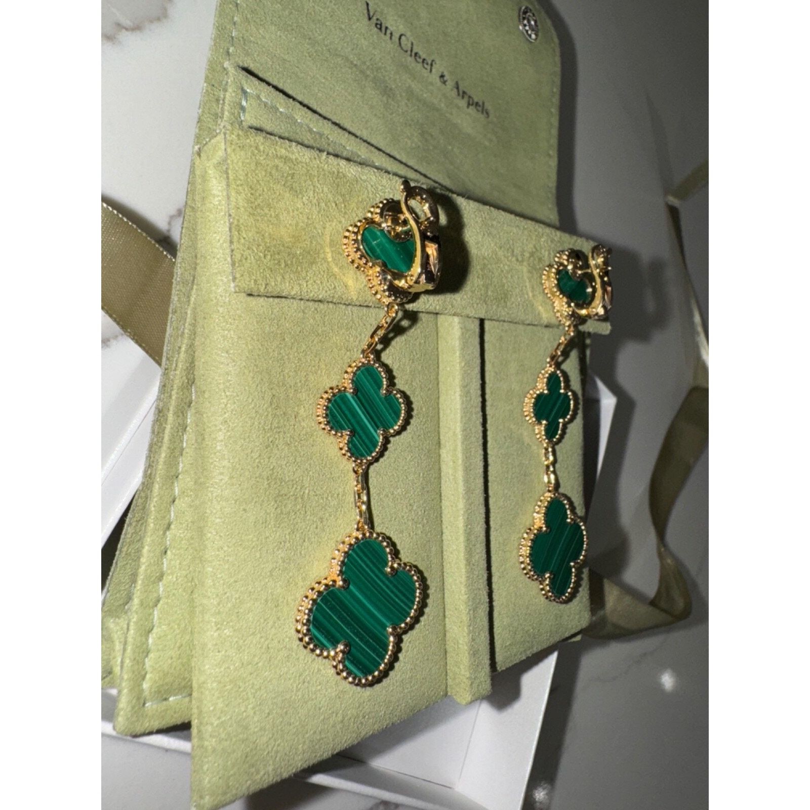 Van Cleef & Arpels Van Cleef Alhambra Earrings 3 Motifs Malachite Green Gold Size ONE SIZE - 16 Thumbnail