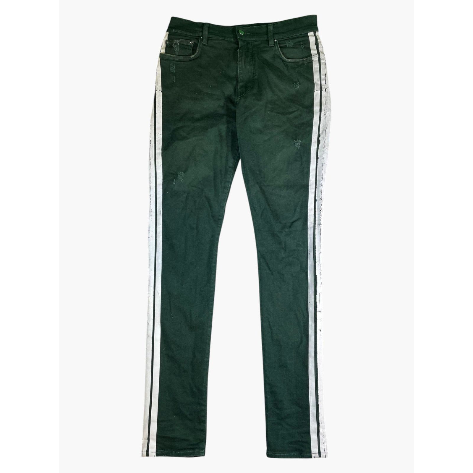 Amiri Amiri Stripe Green & White Jeans Size US 31 - 1 Thumbnail