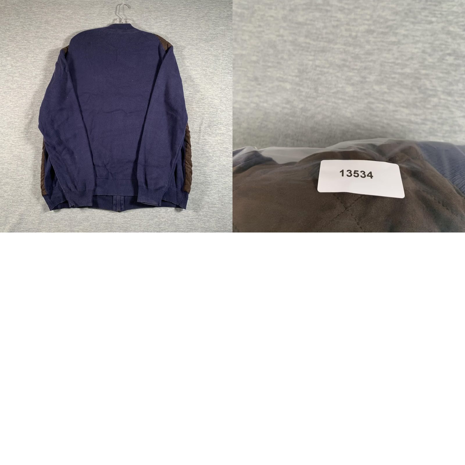 Tasso Elba Tasso Elba Mens Jacket XL Brown Navy Quilted Cotton Knit Bomber Size US XL / EU 56 / 4 - 8 Thumbnail