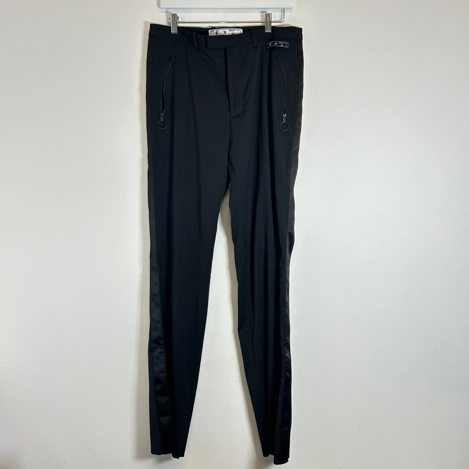 Off-White Off-White Black Tuxedo Tailored Pants Size 33 Size US 33 - 1 Thumbnail