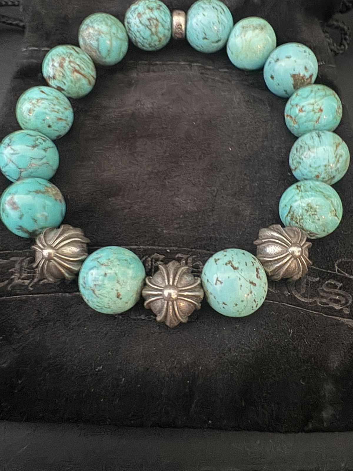 Chrome Hearts Chrome Hearts Turquoise Bead Bracelet 12mm Large Size ONE SIZE - 2 Thumbnail