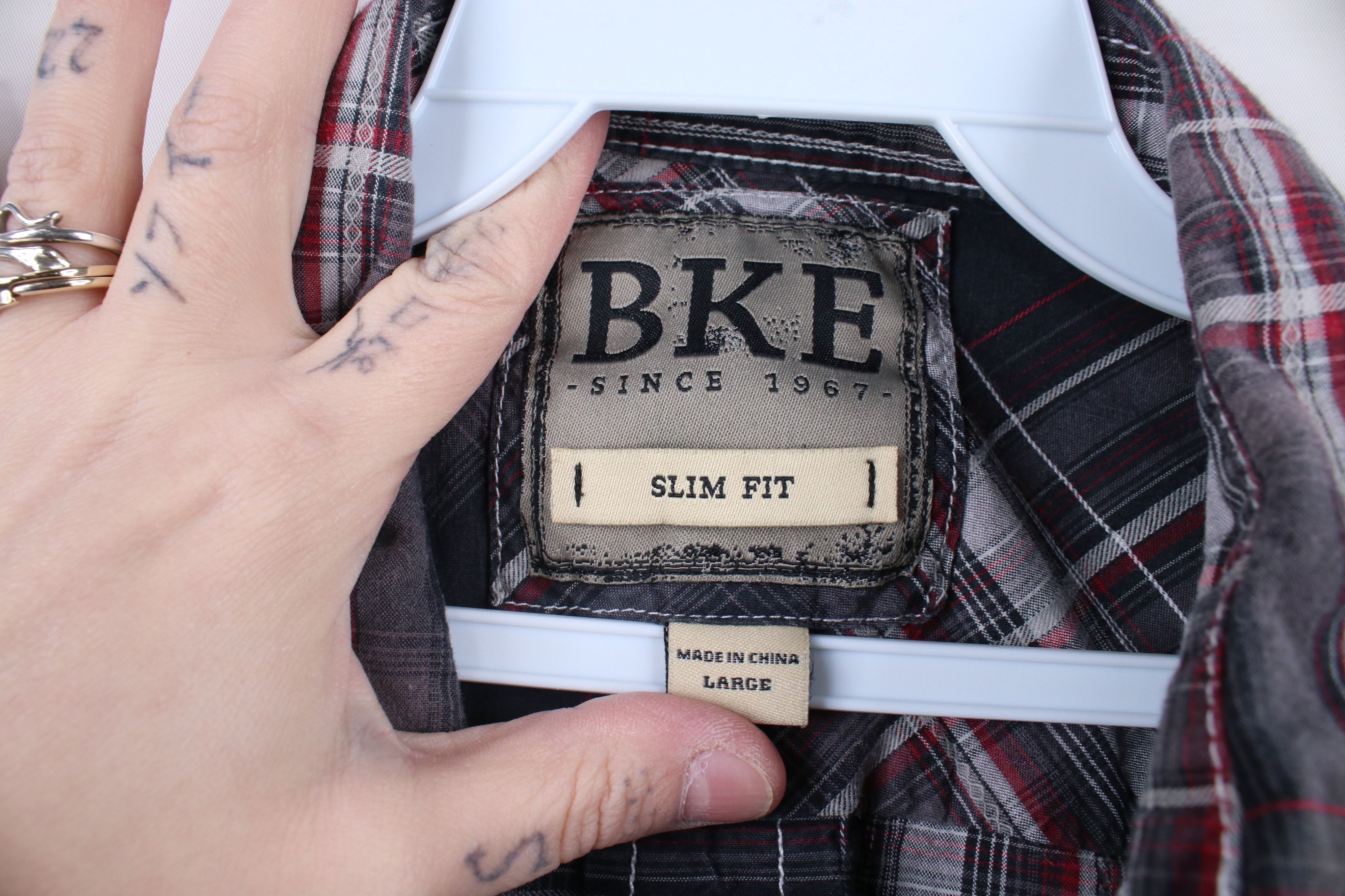 Vintage Buckle BKE Slim Fit Thick Stitch Snap Button Collared Shirt Size US L / EU 52-54 / 3 - 6 Thumbnail