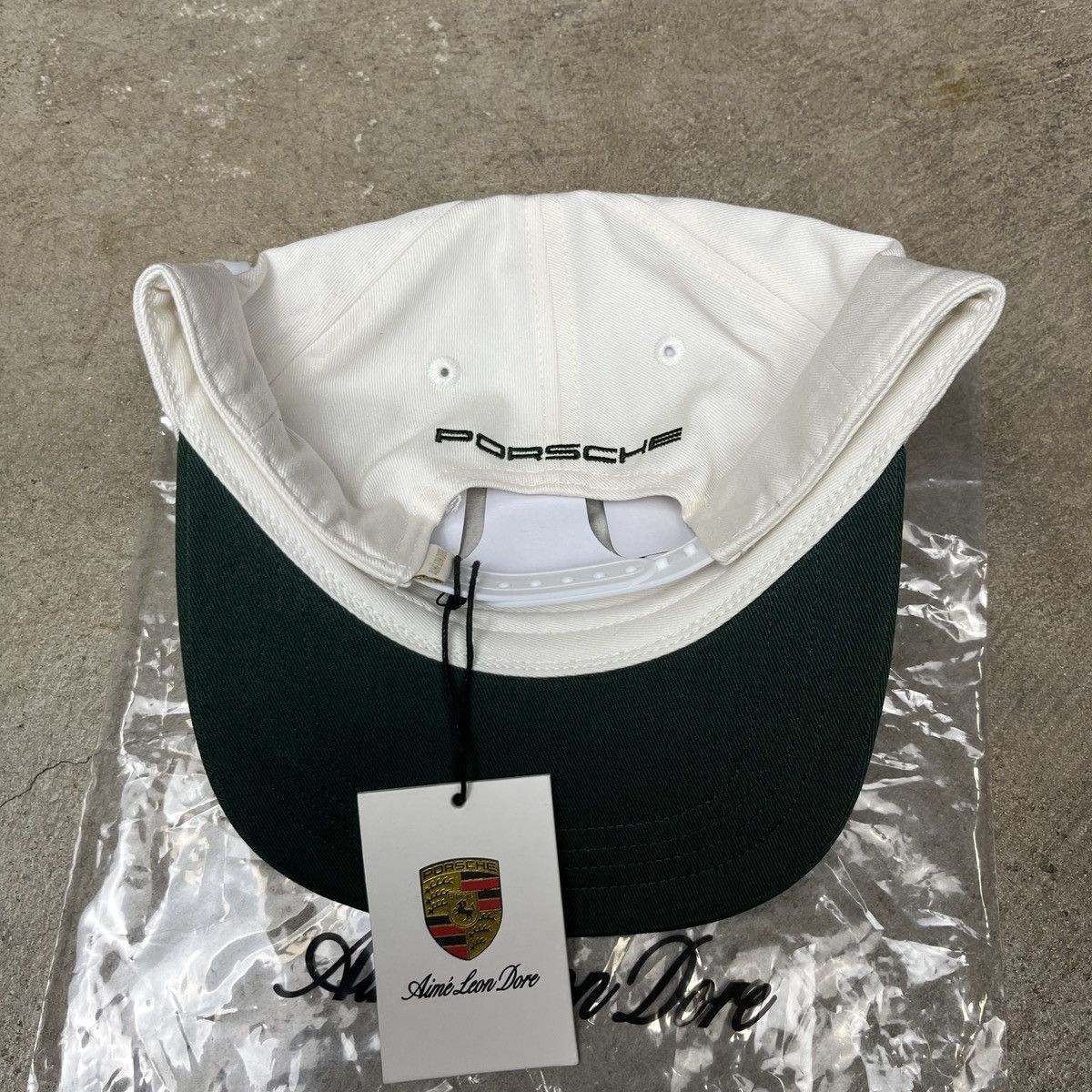 Aime Leon Dore Aime Leon Dore Porsche Script Logo Hat White Green Size ONE SIZE - 2 Thumbnail