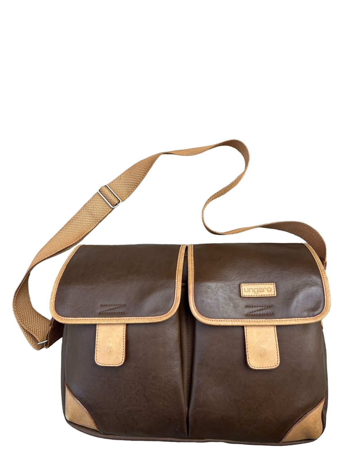 Emanuel Ungaro Vintage Ungaro PU and Leather Messenger Bag Size ONE SIZE - 7 Thumbnail