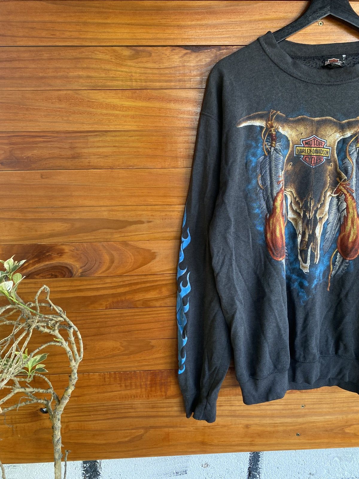 Harley Davidson Vintage 1985 Harley-Davidson Skull Bull Flames Sweatshirt Size US M / EU 48-50 / 2 - 7 Thumbnail