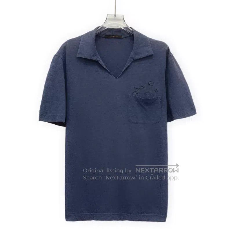 Louis Vuitton Louis Vuitton Dark blue logo presbyopic cotton lapel short Size US M / EU 48-50 / 2 - 1 Thumbnail